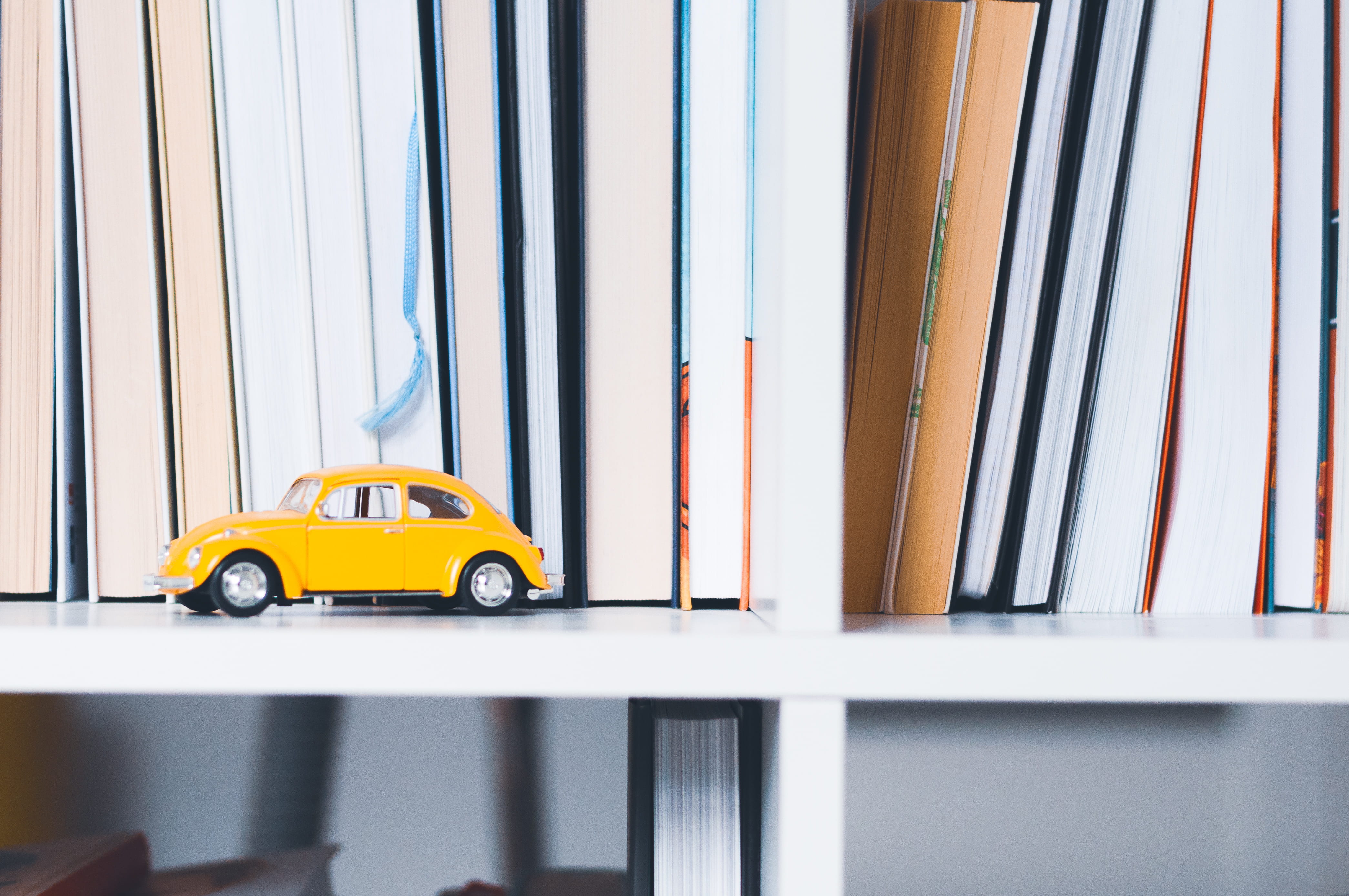 4K, beetle, no people, library, shelf, retro styled, motor vehicle, vw, vintage, architecture, shelving, retro, scale, bookshelf, land vehicle, interior, HD Wallpaper
