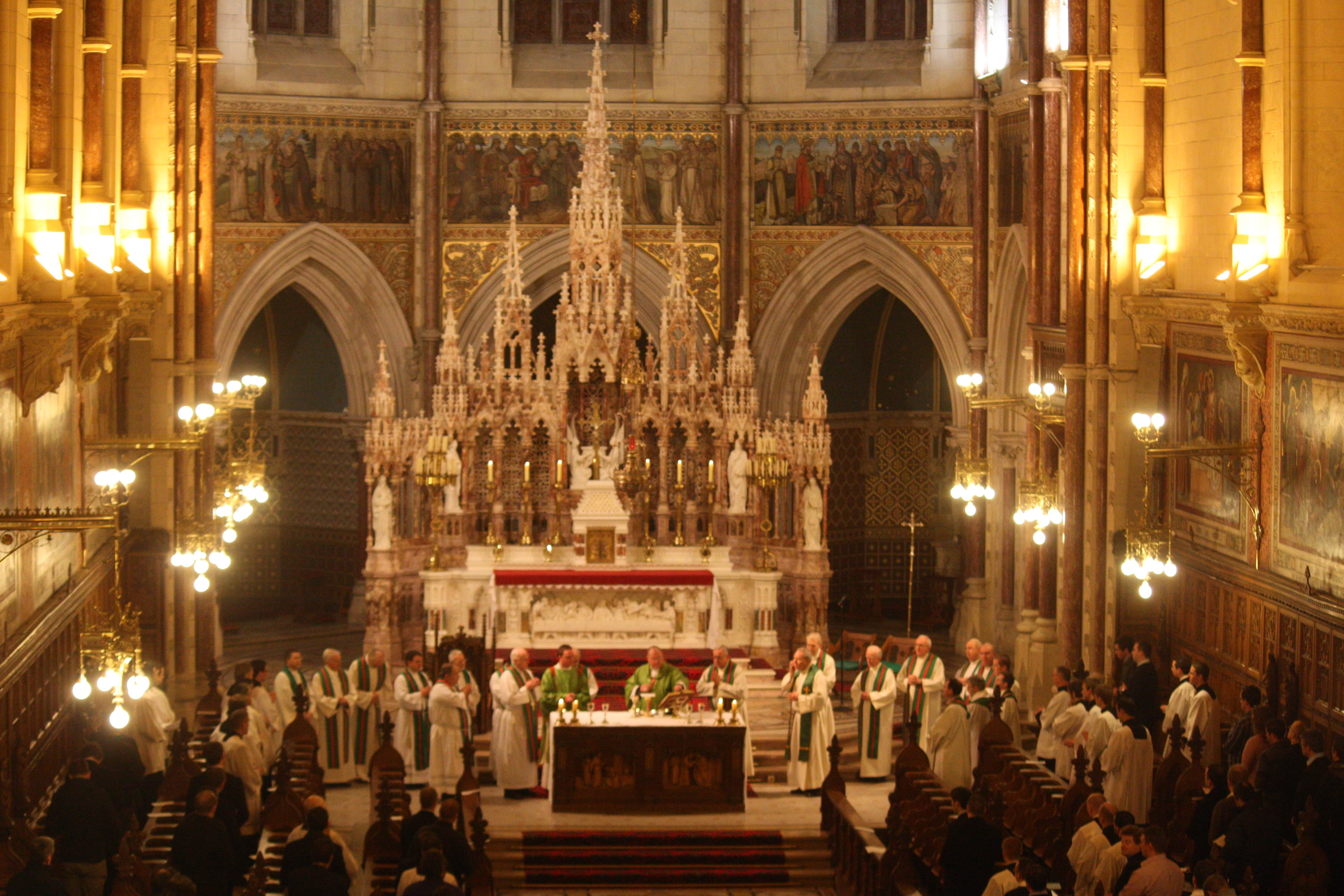 irish seminary mass, place of worship, building, maynooth seminary, lighting equipment, Seminary, large group of people, adult, seminary chapel, liturgical celebration, HD Wallpaper