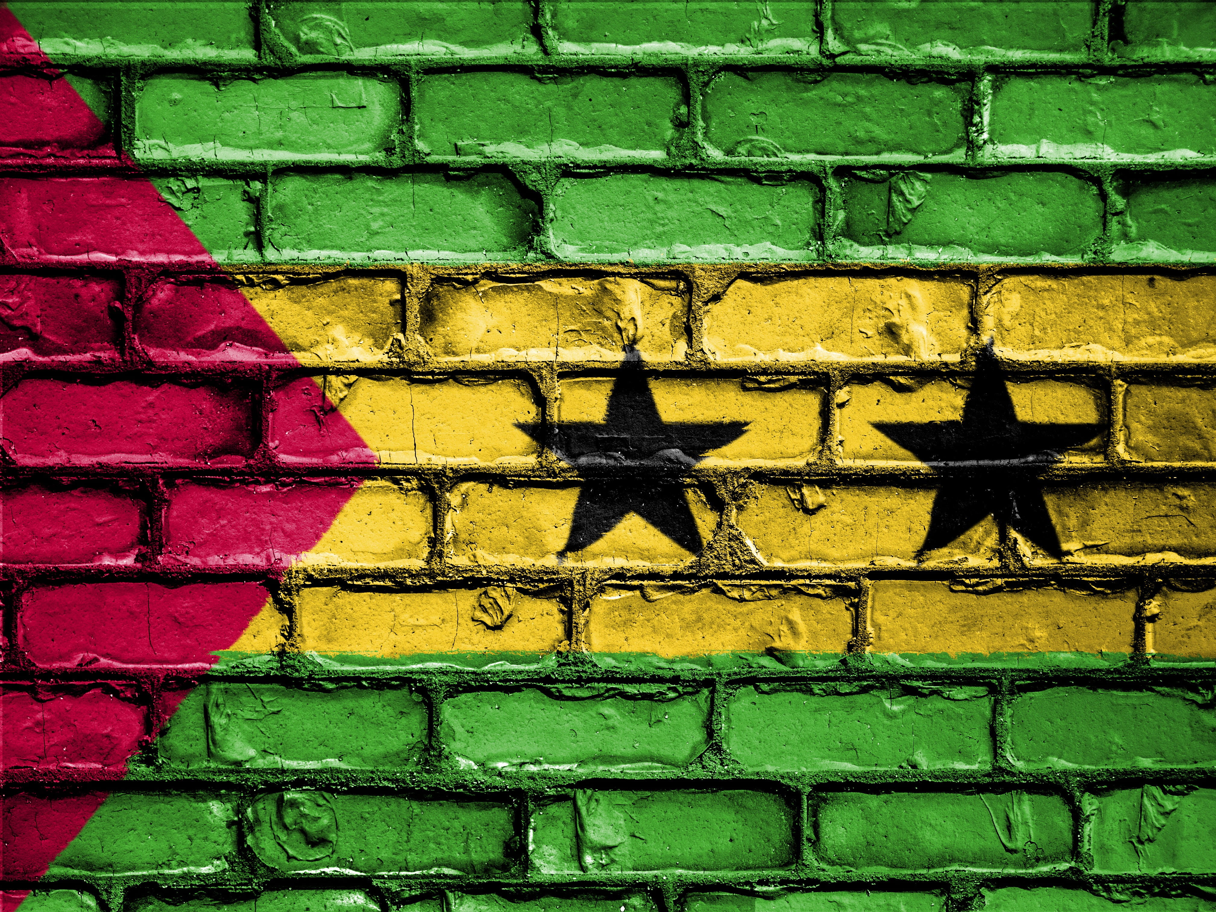 outdoors, pattern, flag, banner, sao tome and principe, patriotic, architecture, built structure, yellow, building exterior, focus on shadow, wall, symbol, HD Wallpaper
