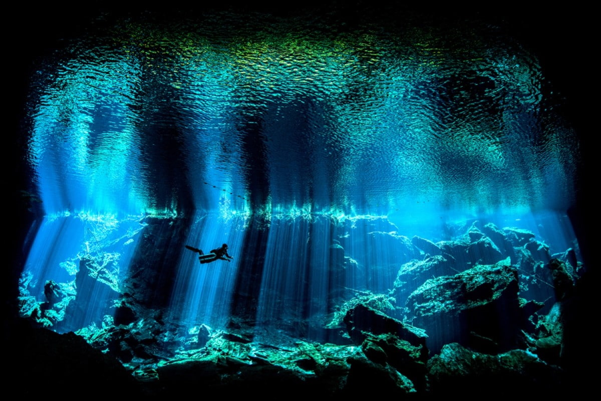 nature, photography, rock, Nick Blake, Divers, water, sea, sunlight, reflection, Coral, 480P, Sun Rays, underwater, HD Wallpaper