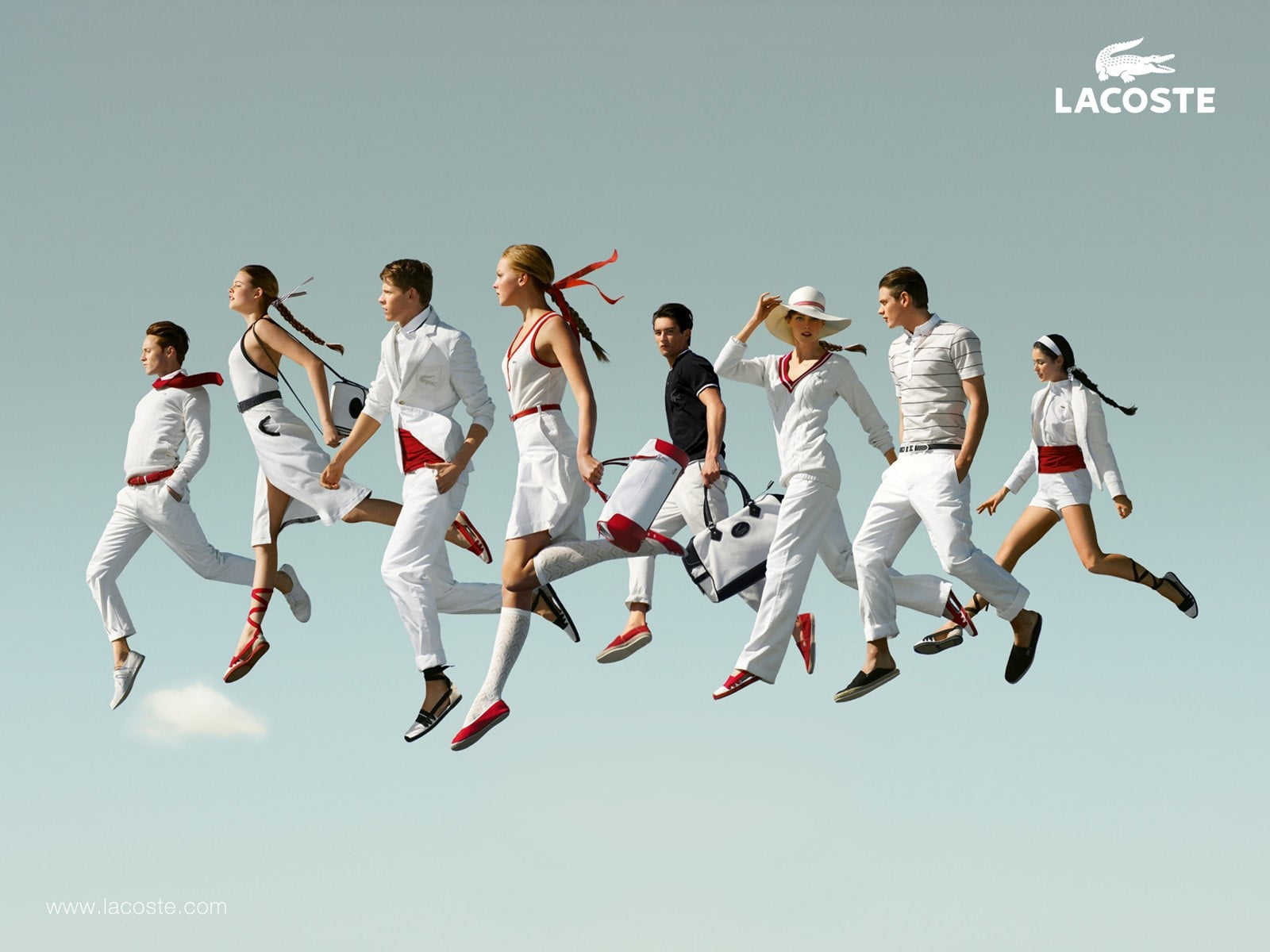 720P, digital composite, limb, motion, colored background, Brand, multiple image, full length, togetherness, adult, Lacoste, jumping, casual clothing, HD Wallpaper