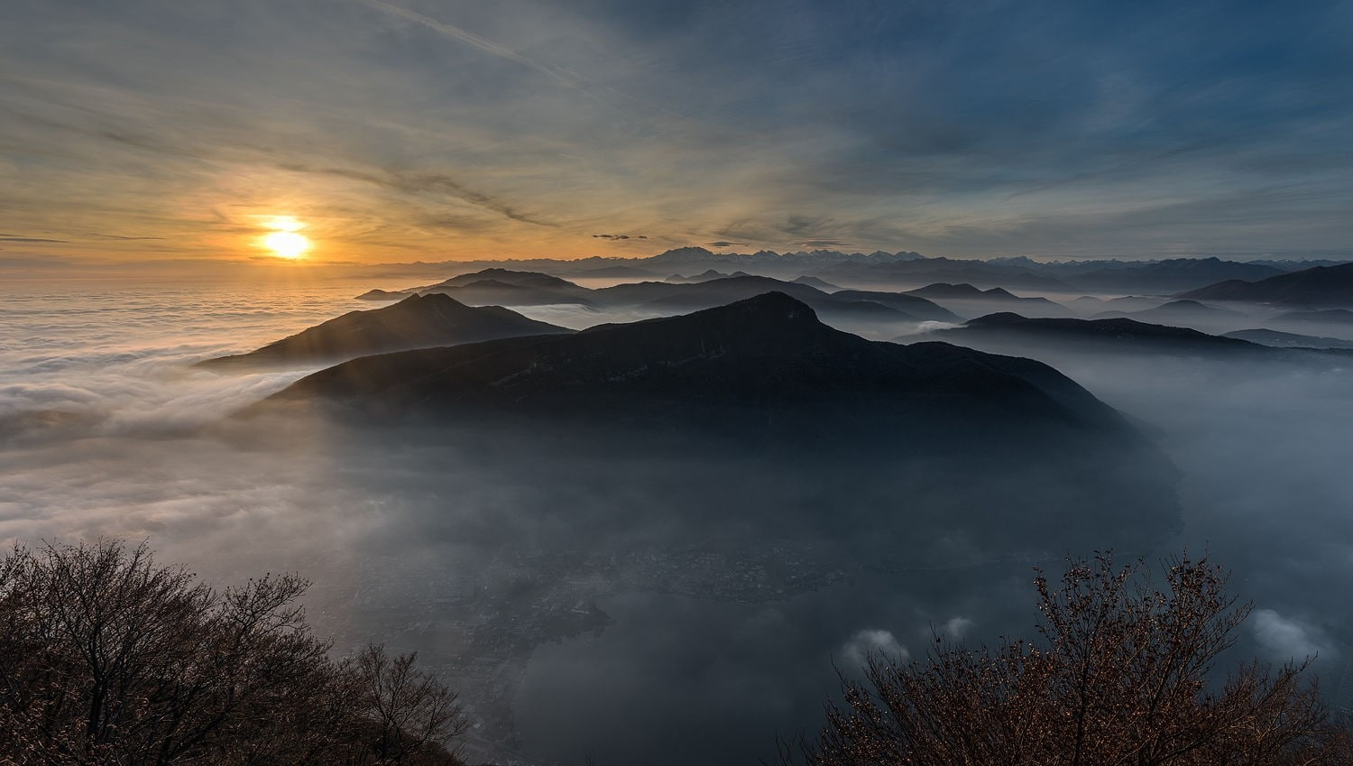sunrise - dawn, Swiss Alps, mountain peak, landscape, mountains, photography, mountain, cloud - sky, outdoors, shrubs, idyllic, city, beauty in nature, HD Wallpaper