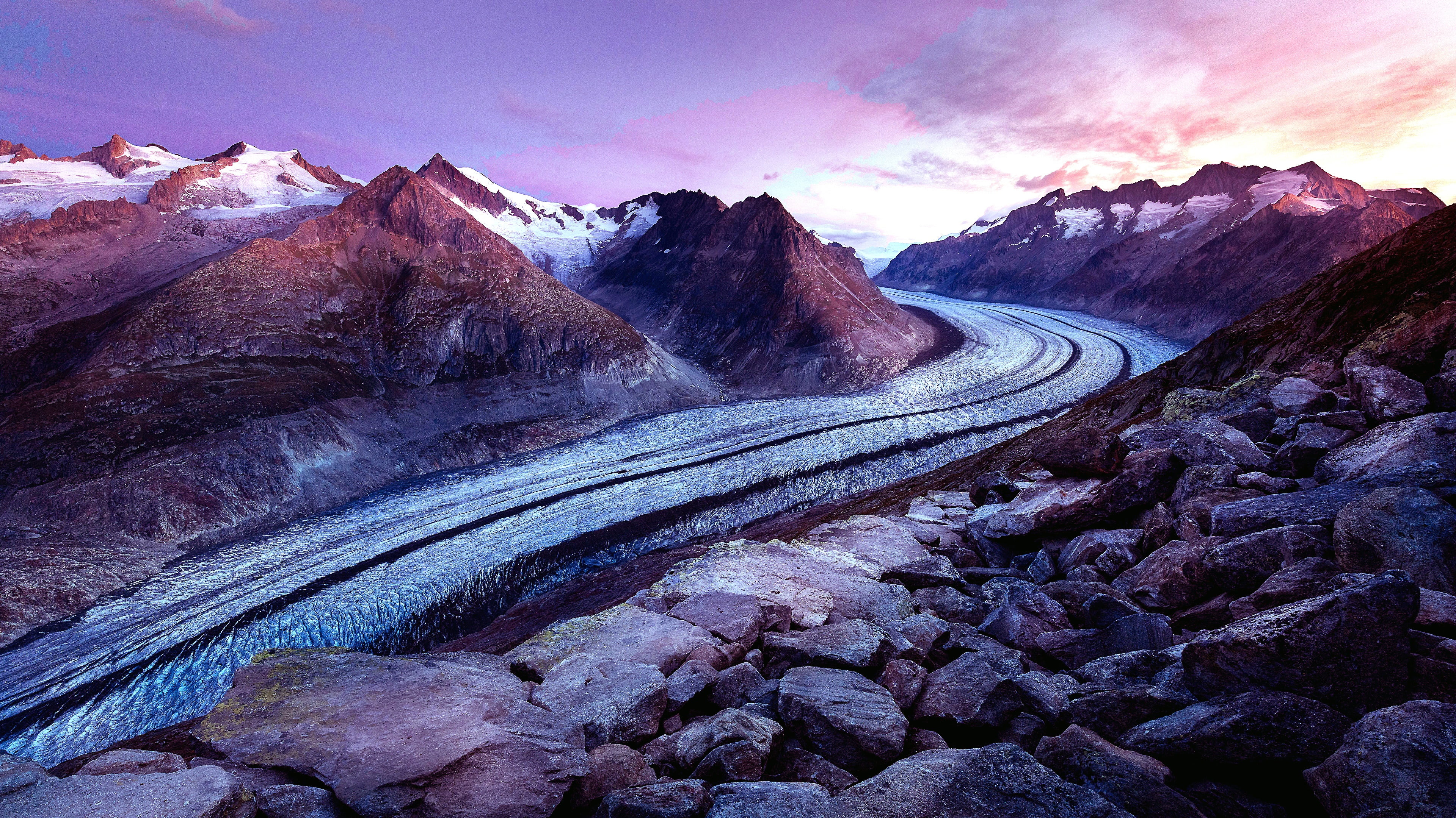 travel destinations, scenics - nature, landscape, wilderness, aletsch glacier, beauty in nature, bernese alps, national park, no people, rock formation, HD Wallpaper