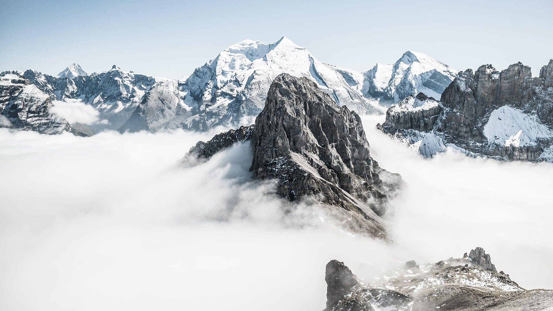 1080P, clouds, snow, mountains, photography, Bernese Alps, HD Wallpaper