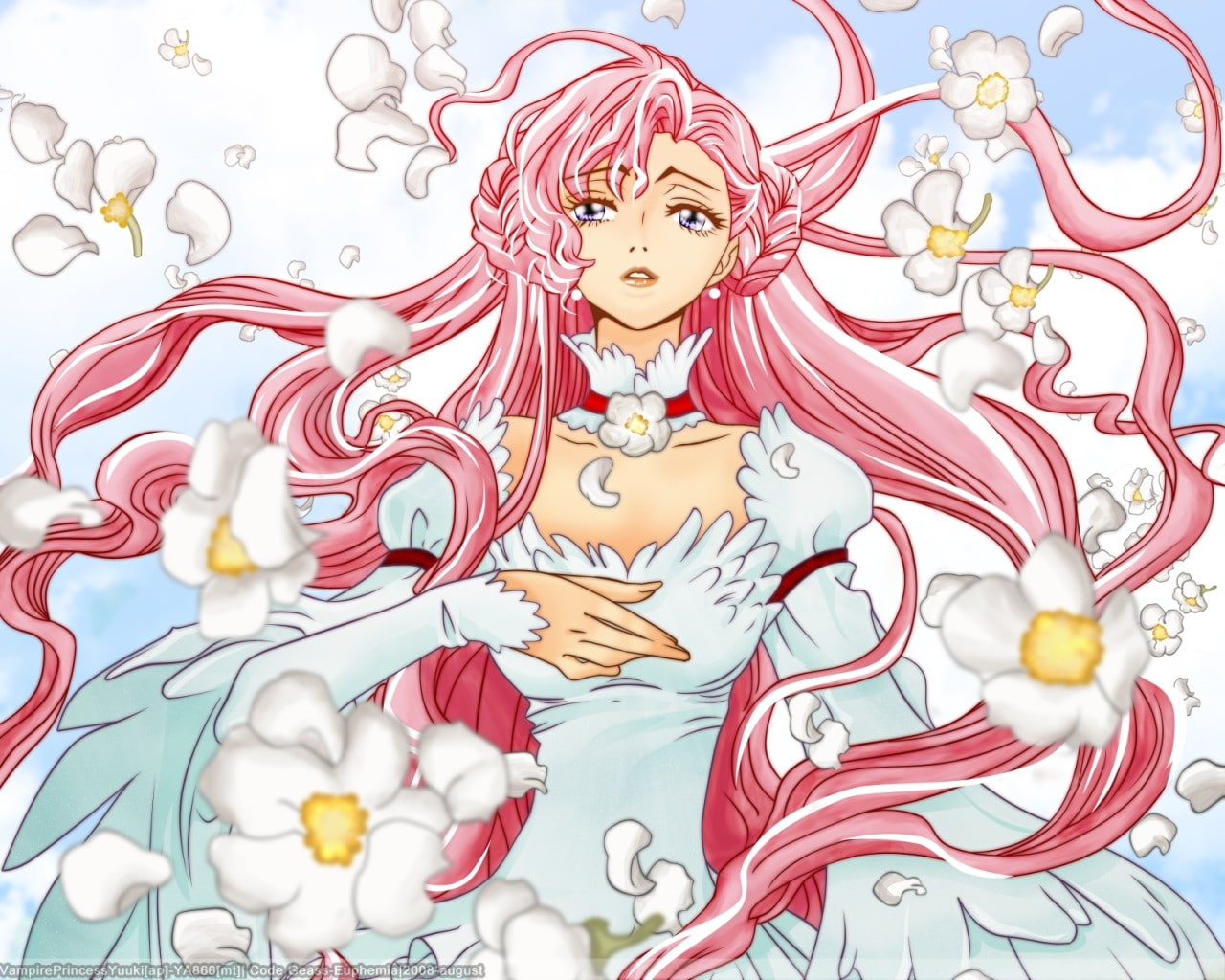 anime, indoors, 720P, Code Geass, art and craft, multi colored, religion, sky, Euphemia li Britannia, animal wing, nature, pink color, no people, creativity, HD Wallpaper