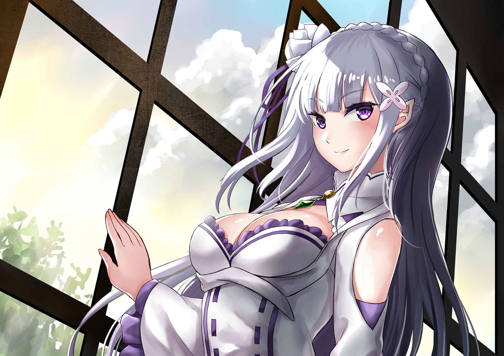 plants, representation, Re:Zero Kara Hajimeru Isekai Seikatsu, art and craft, no people, 1080P, female likeness, white hair, built structure, spirituality, HD Wallpaper