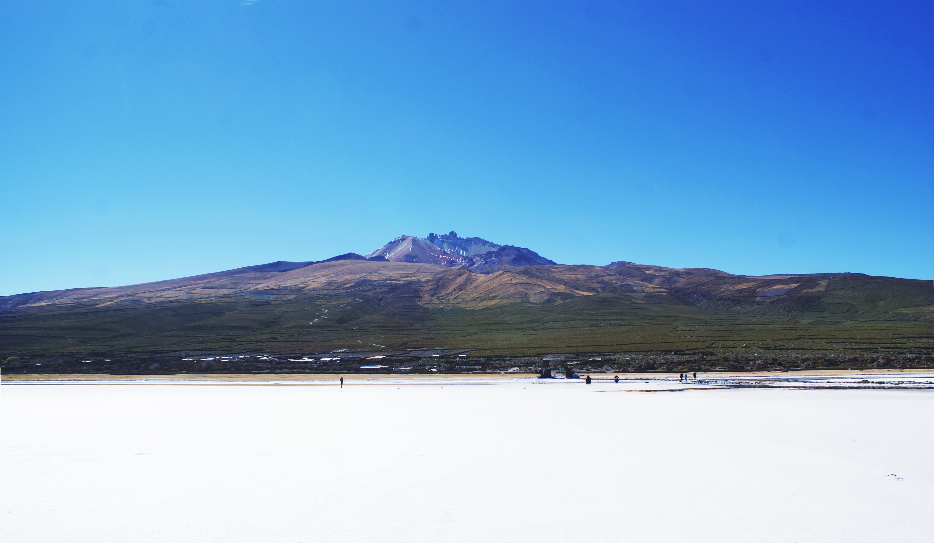 mountain range, mountain, bolivia, day, snowcapped mountain, sky, arid climate, lagoon, winter, blue, beauty in nature, salt, no people, outdoors, tranquility, HD Wallpaper