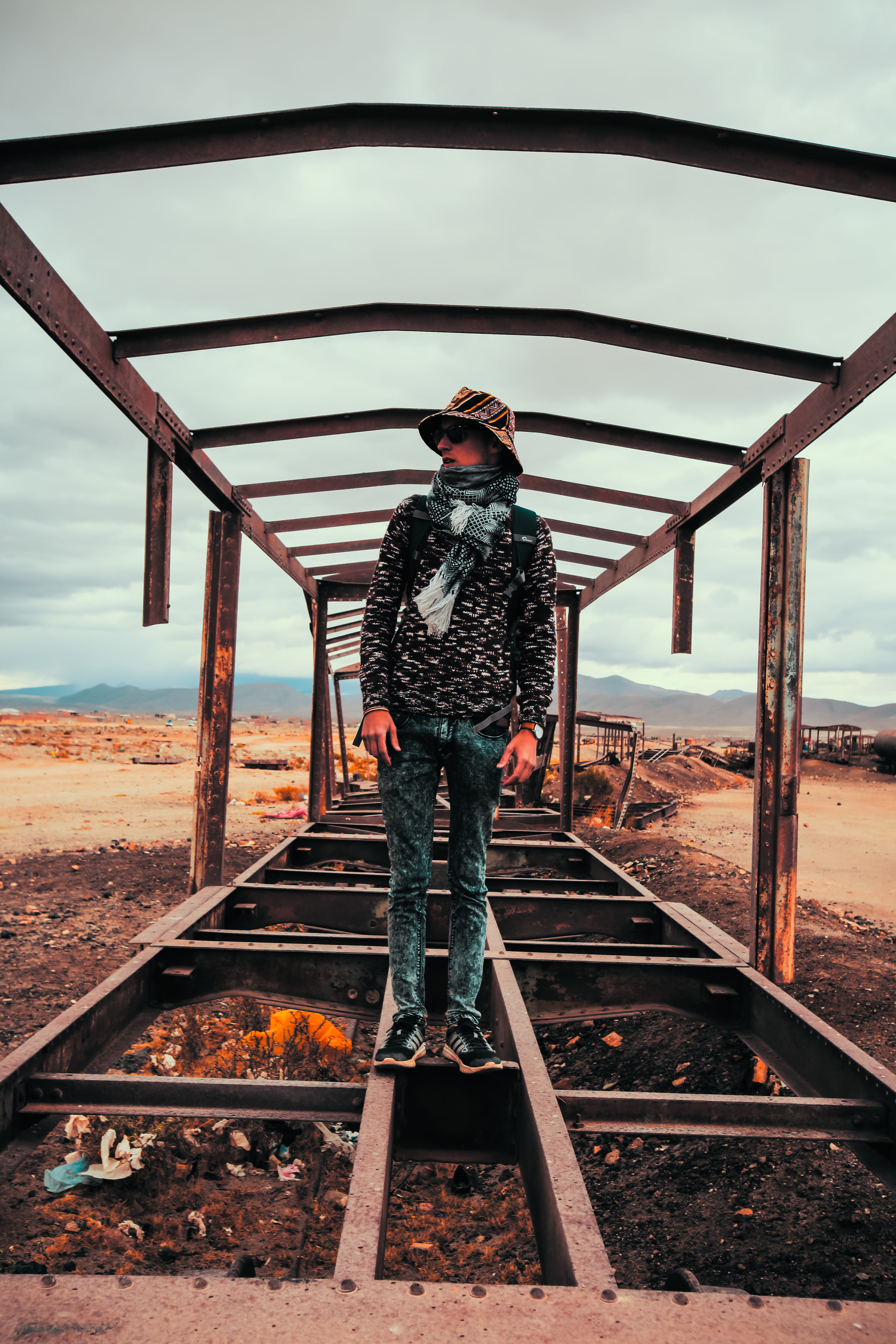 transportation, moutains, architecture, leisure activity, full length, rail transportation, raw, track, sky, bolivia, 5K, nature, rustymetal, clouds, metal, Phone HD Wallpaper
