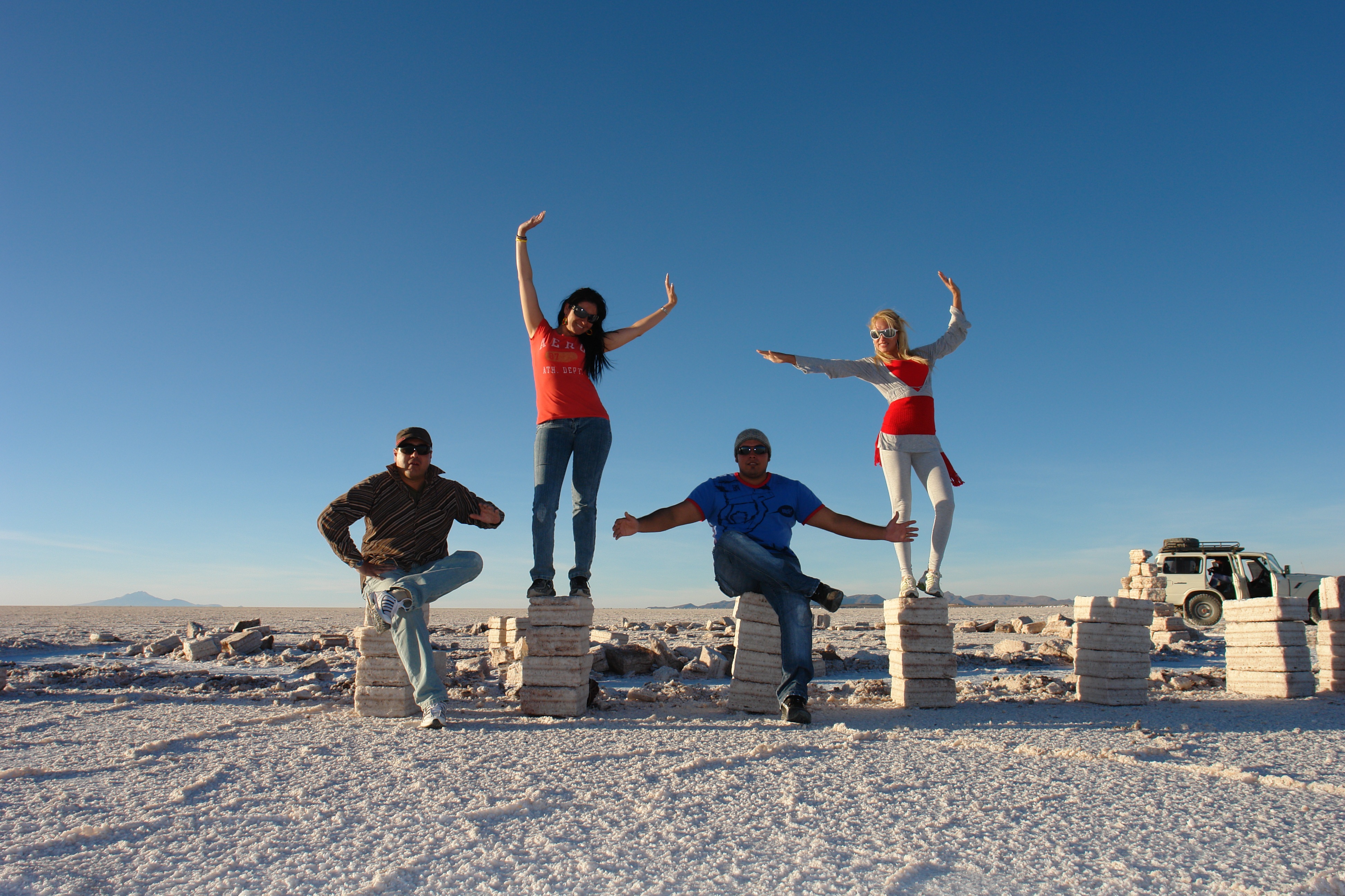 day, clear sky, desert, sky, arms raised, happiness, salt, sunlight, people, posing, clear, human limb, leisure activity, holiday, human body part, positive emotion, HD Wallpaper