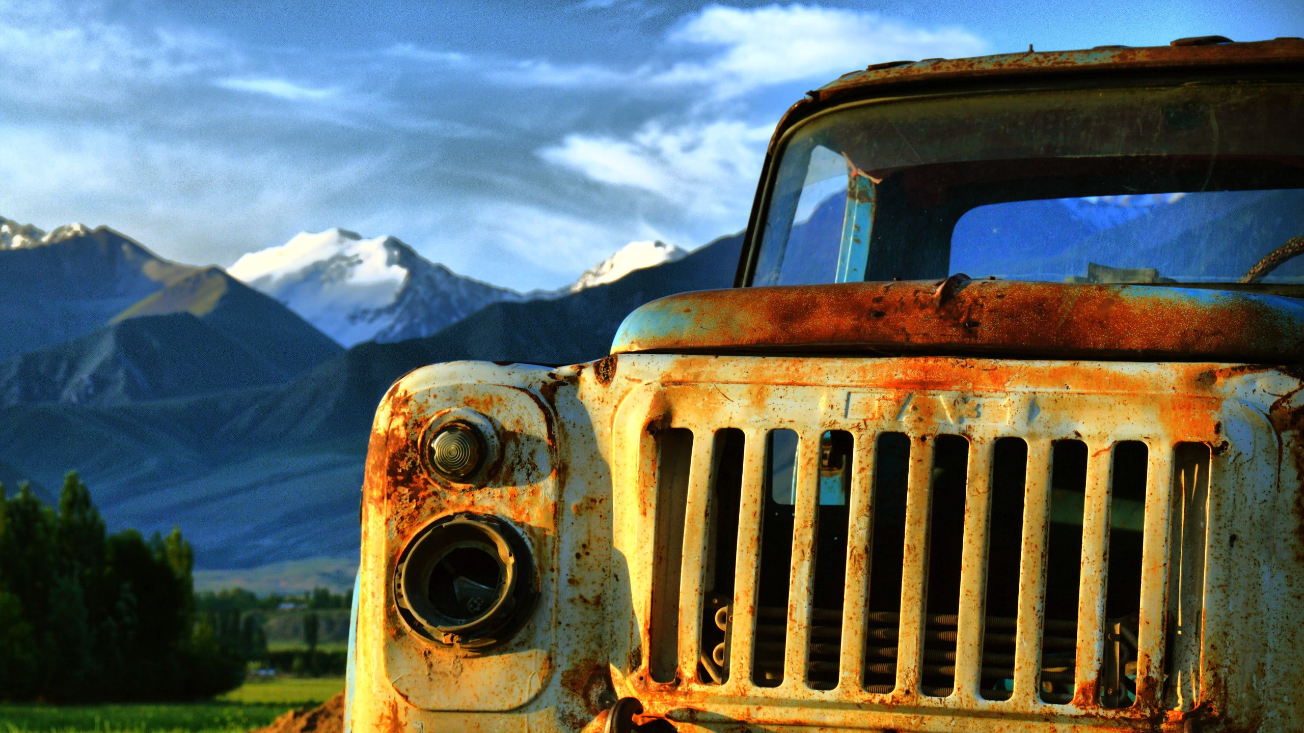 nature, ruined, bad condition, damaged, transportation, mode of transportation, decline, trucks, land vehicle, obsolete, GAZ, old, Kyrgyzstan, rusty, black, HD Wallpaper