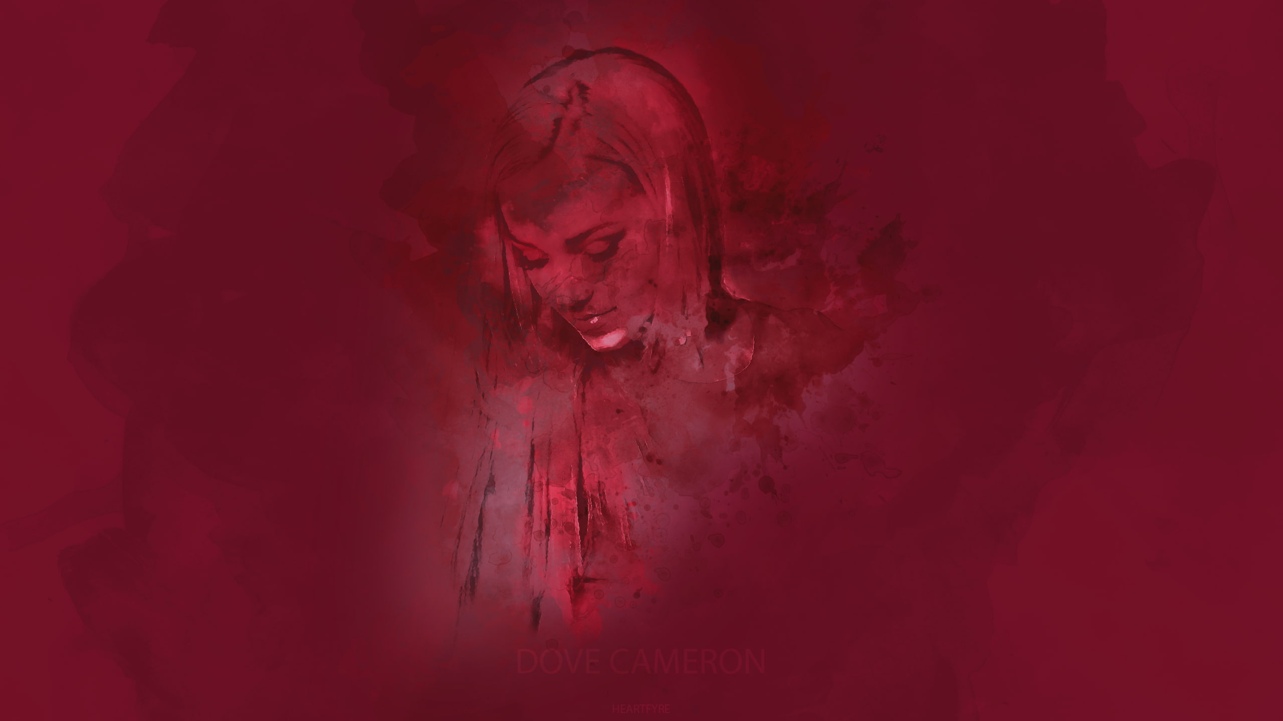 studio shot, watercolor, people, indoors, celebration, creativity, Dove Cameron, portrait, red background, red, blood, human body part, paint, 2K, adult, HD Wallpaper
