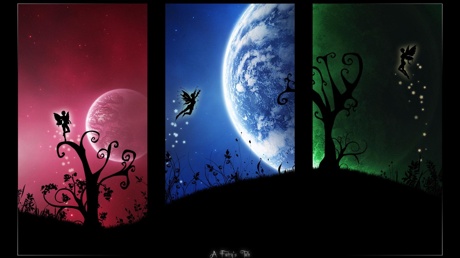 colorful, world, panel, peace, wings, 1080P, people, fairie, 3d and abstract, faerie, magical, abstract, HD Wallpaper