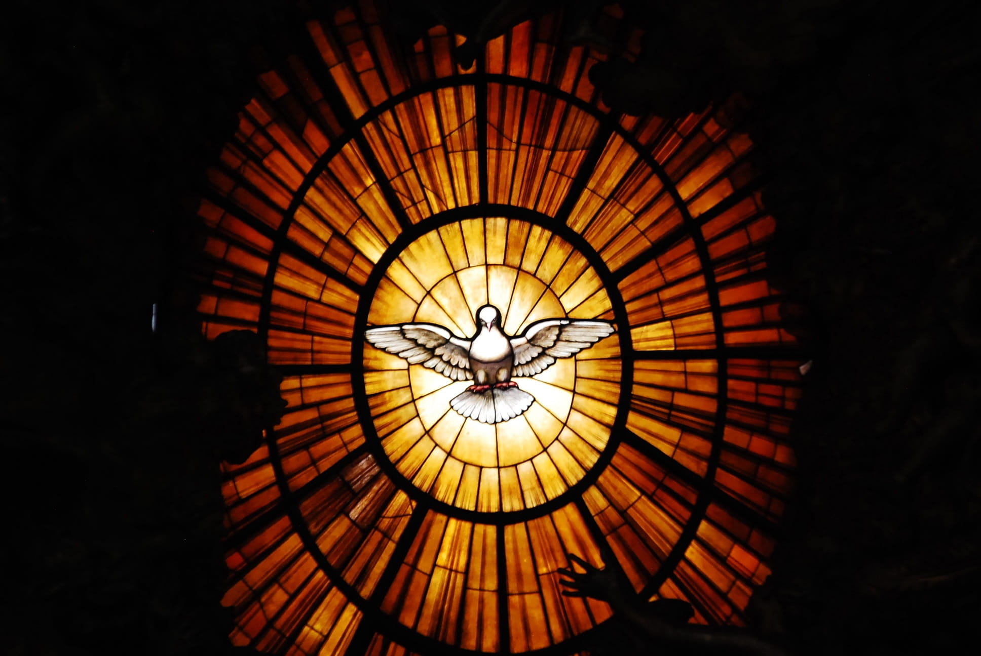 rome, low angle view, no people, electric lamp, circle, dome, ornate, vatican, lighting equipment, orange color, built structure, dove of peace, pattern, HD Wallpaper