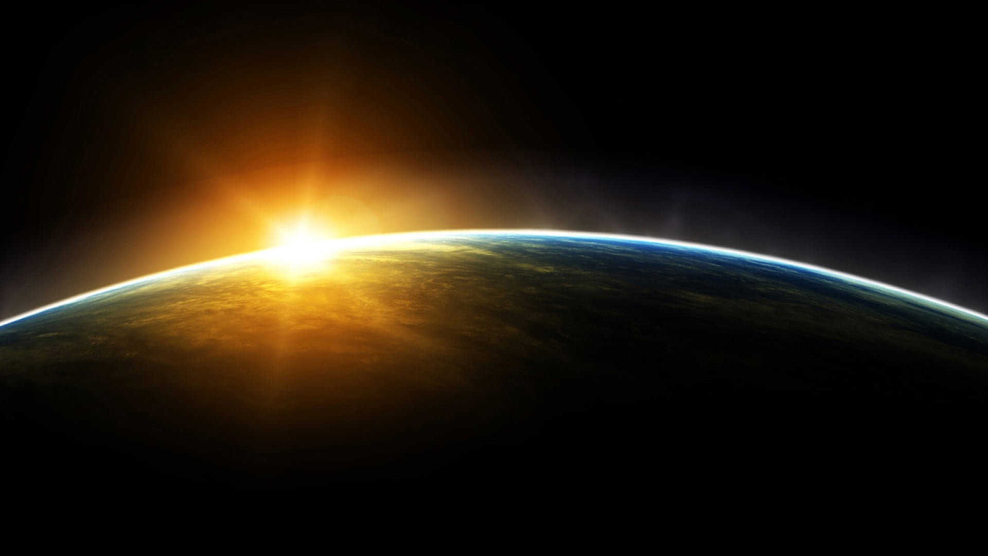 glowing, abstract, curve, backgrounds, planet - space, digital art, Earth, nature, outdoors, futuristic, space art, sunlight, light - natural phenomenon, HD Wallpaper