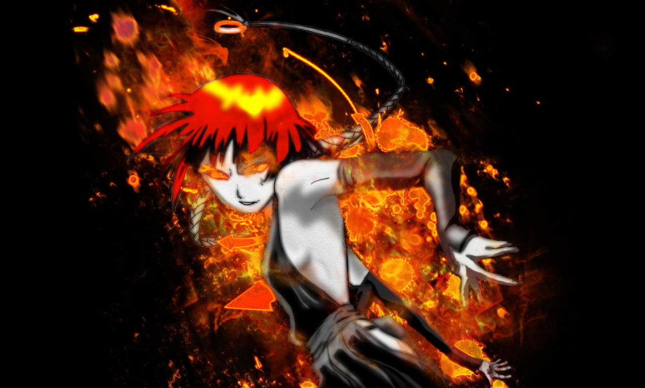 fire, close-up, 720P, dark, orange color, Bleach, motion, anime, human representation, fire - natural phenomenon, burning, Sui-Feng, representation, nature, HD Wallpaper