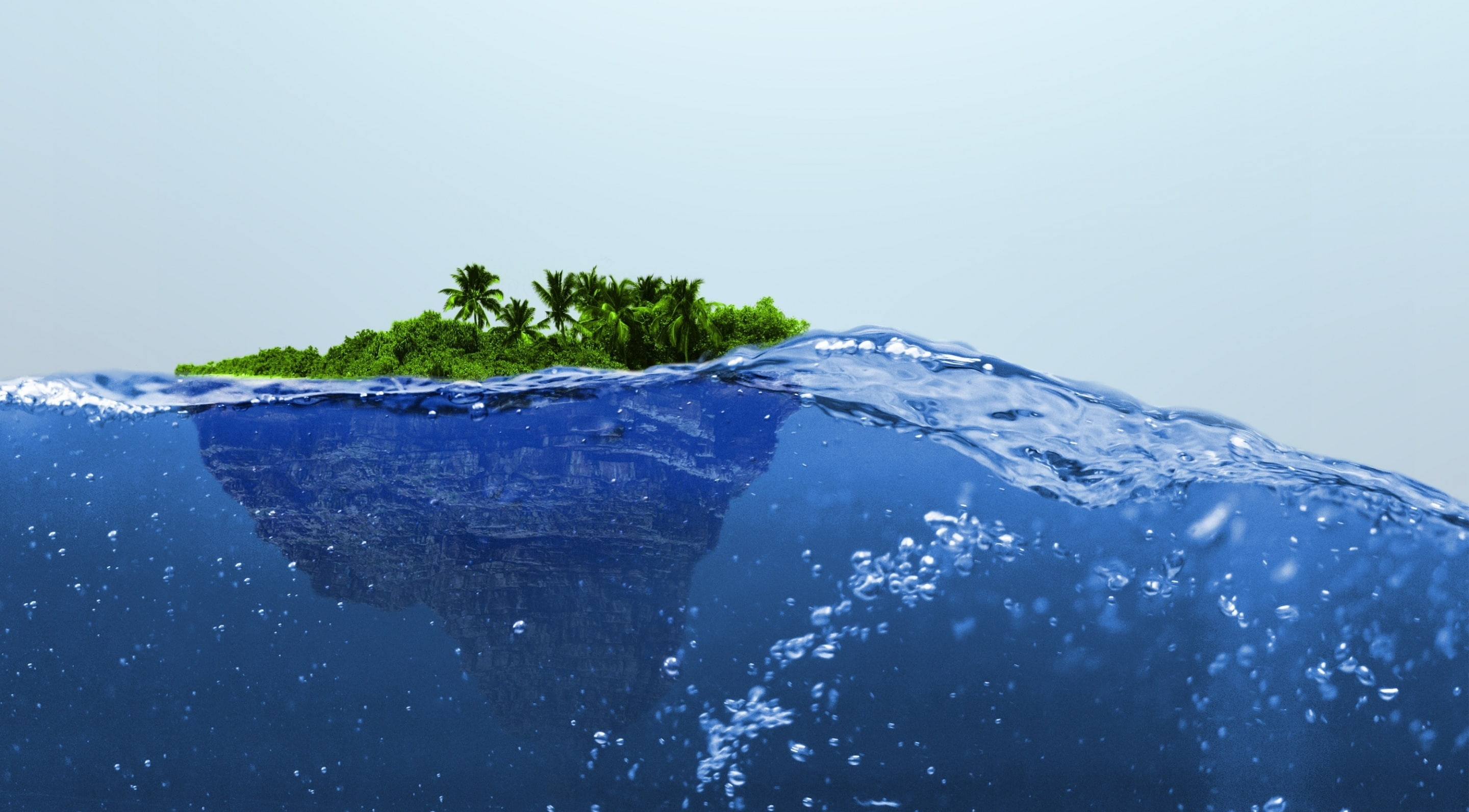 Summer, sea, Water, summerholiday, Ocean, Island, frozen, Aero, tree, plant, freshness, Blue, snow, no people, ice, clearwater, studio shot, HD Wallpaper