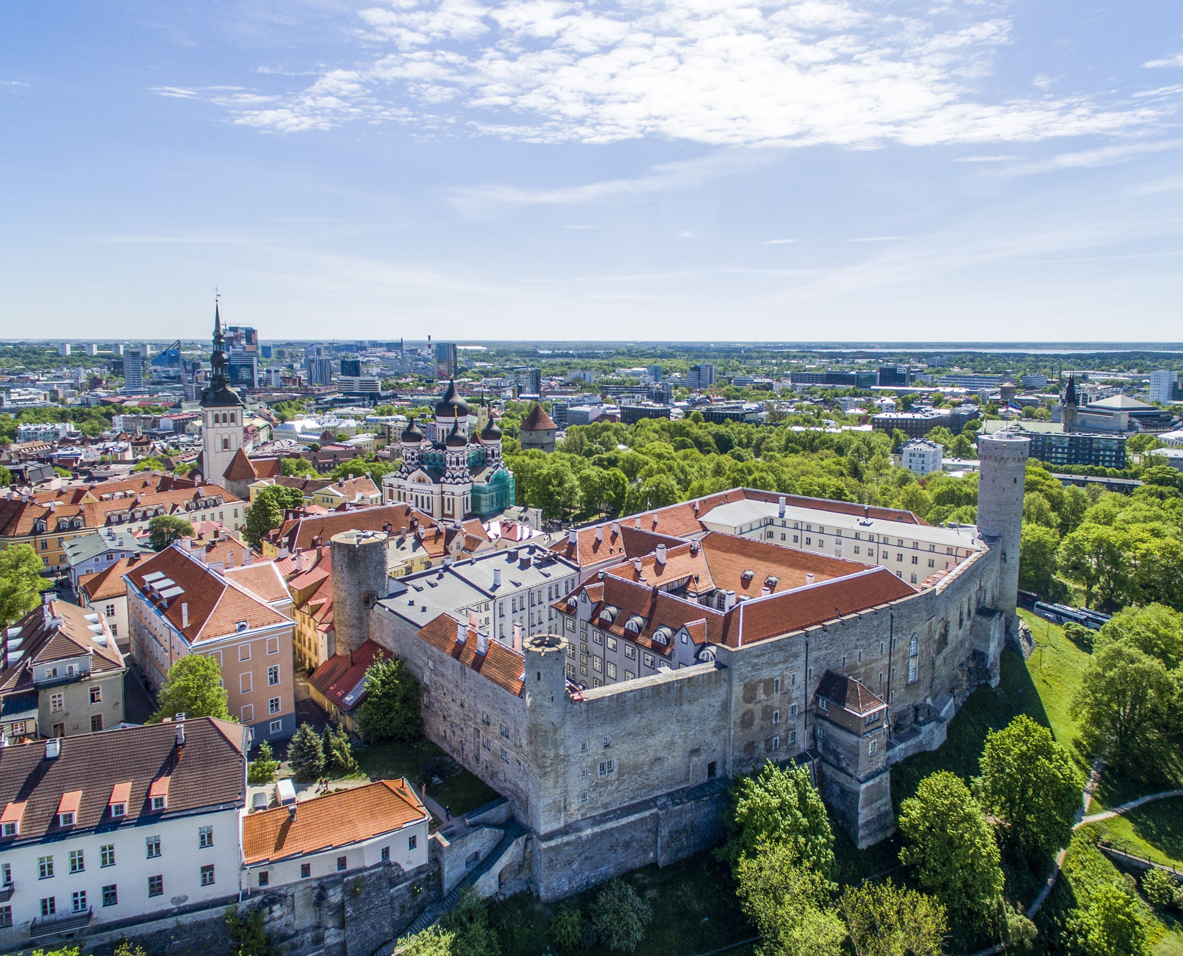 residential district, baltic, tourism, high angle view, cloud - sky, tower, water, no people, old, nature, horizon over water, day, townscape, city, horizon, HD Wallpaper