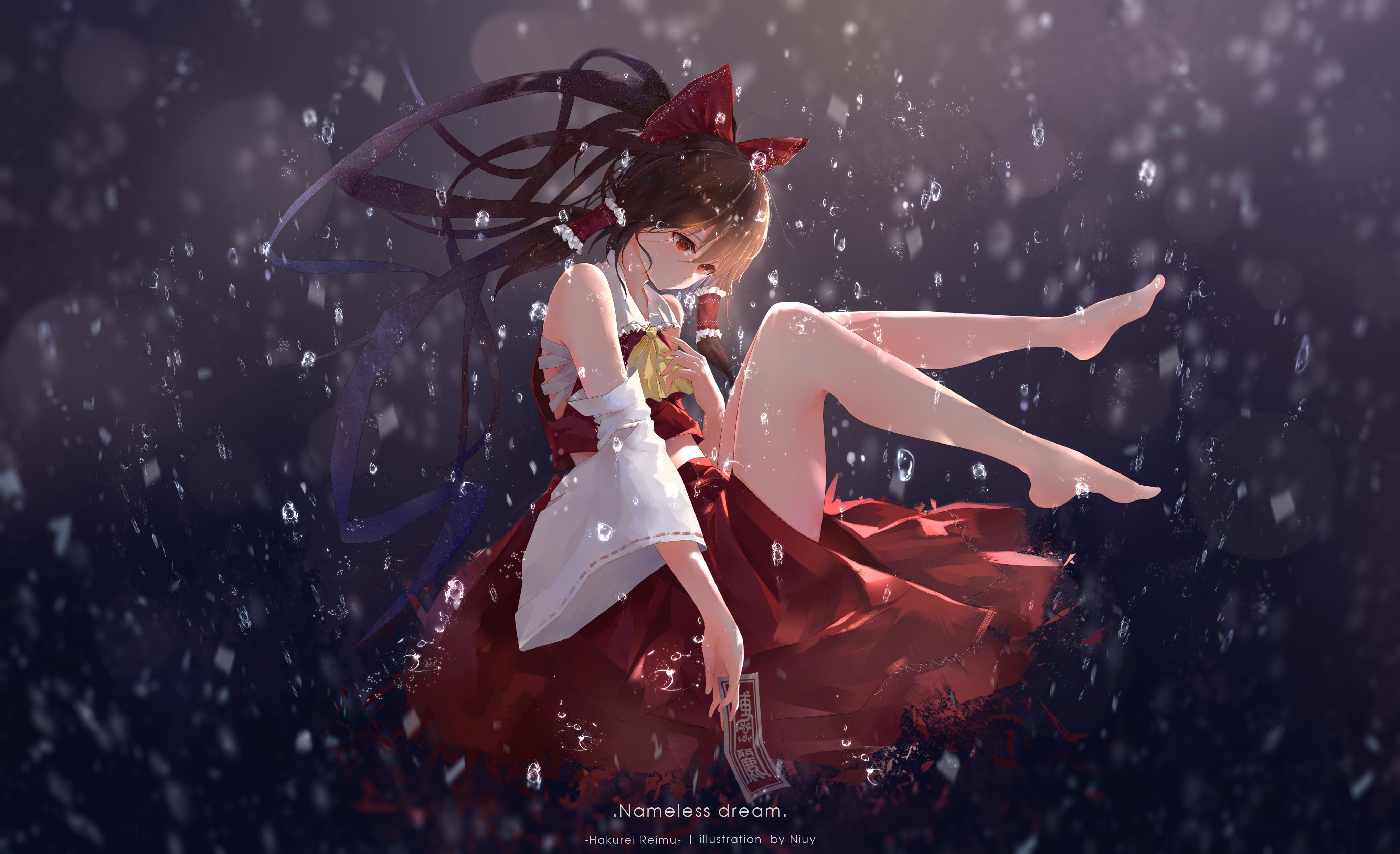 anime, anime girls, Touhou, Hakurei Reimu, 4K, Niuy, HD Wallpaper
