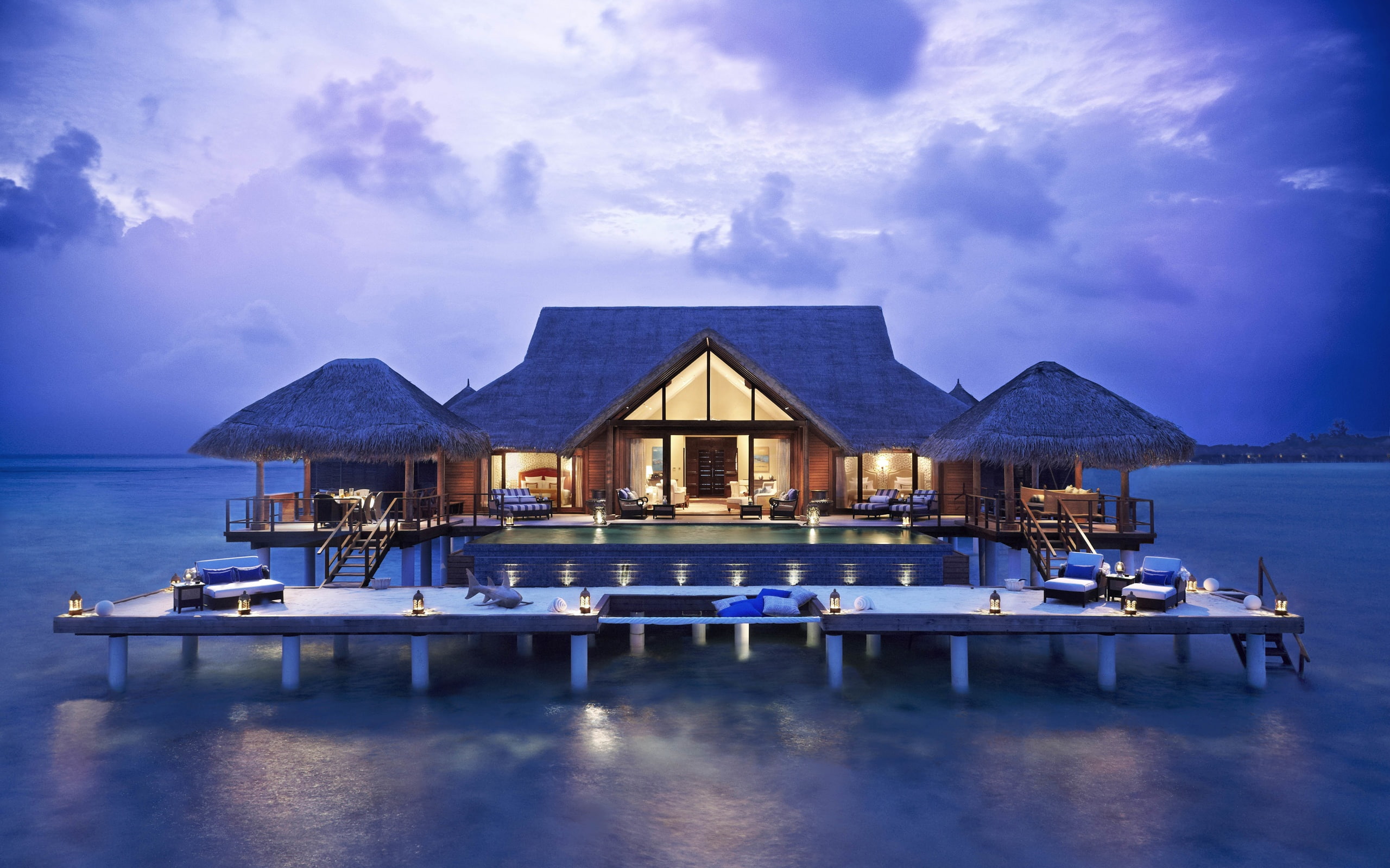 Seawater, 2K, Villa, HD Wallpaper