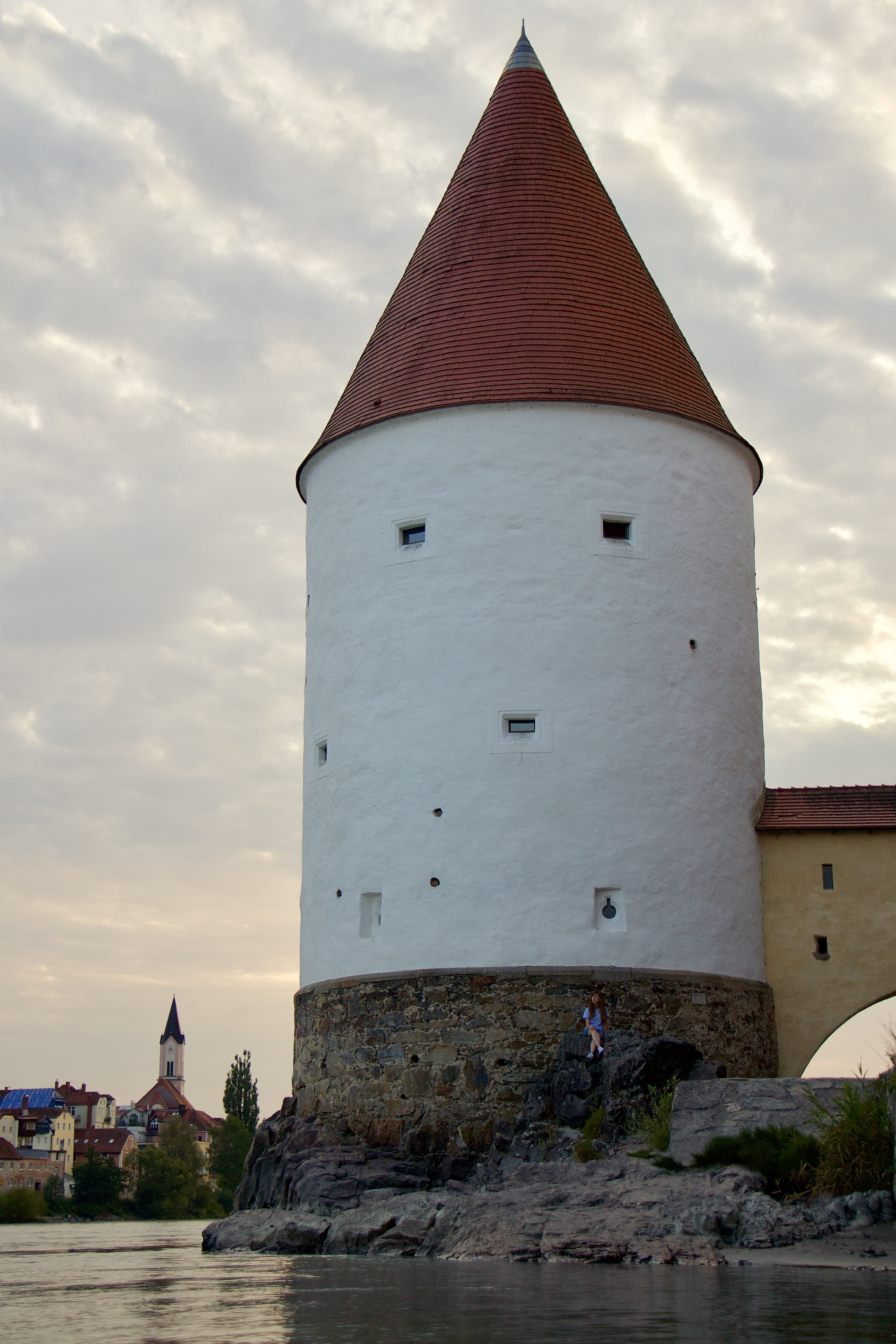 architecture, city, day, building, history, afternoon, germany, passau, travel destinations, religion, riverside, outdoors, schaibling tower, cloud - sky, Phone HD Wallpaper