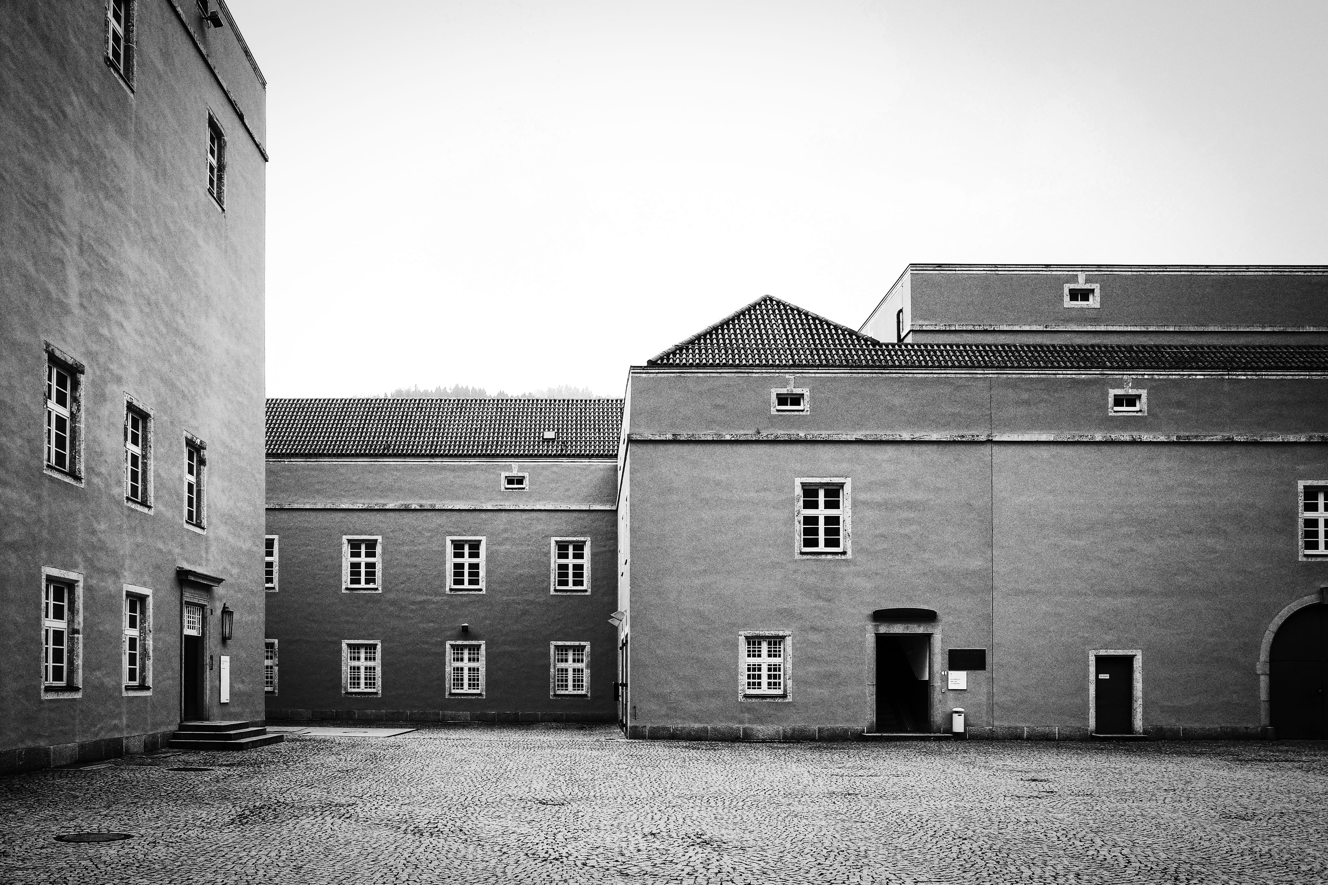 no people, day, street, window, alley, wall, sky, residential district, empty, wall - building feature, germany, clear sky, blackandwhite, building, built structure, HD Wallpaper