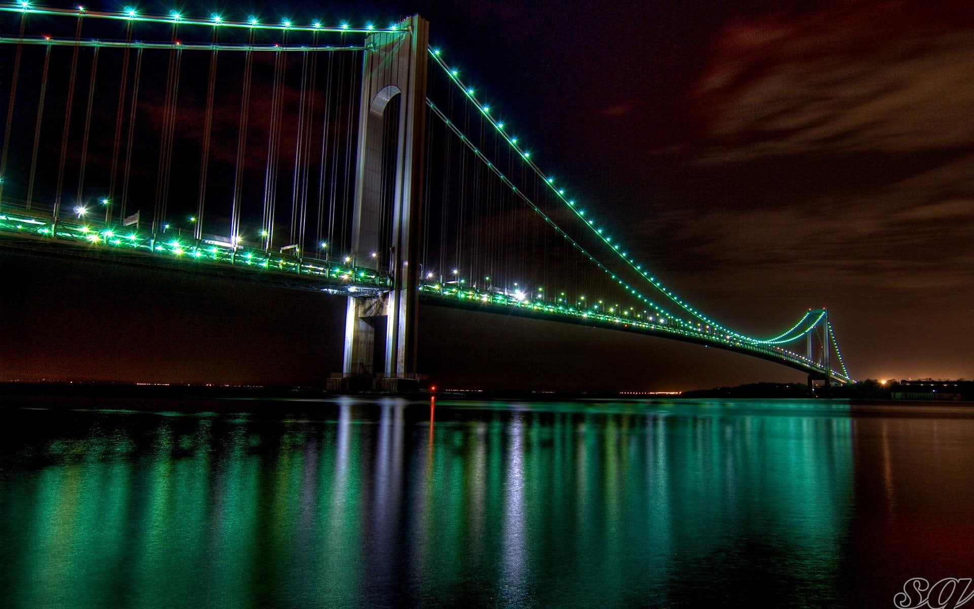 bay, bridge, gate, view, 1080P, night, oakland, travel and world, golden, HD Wallpaper