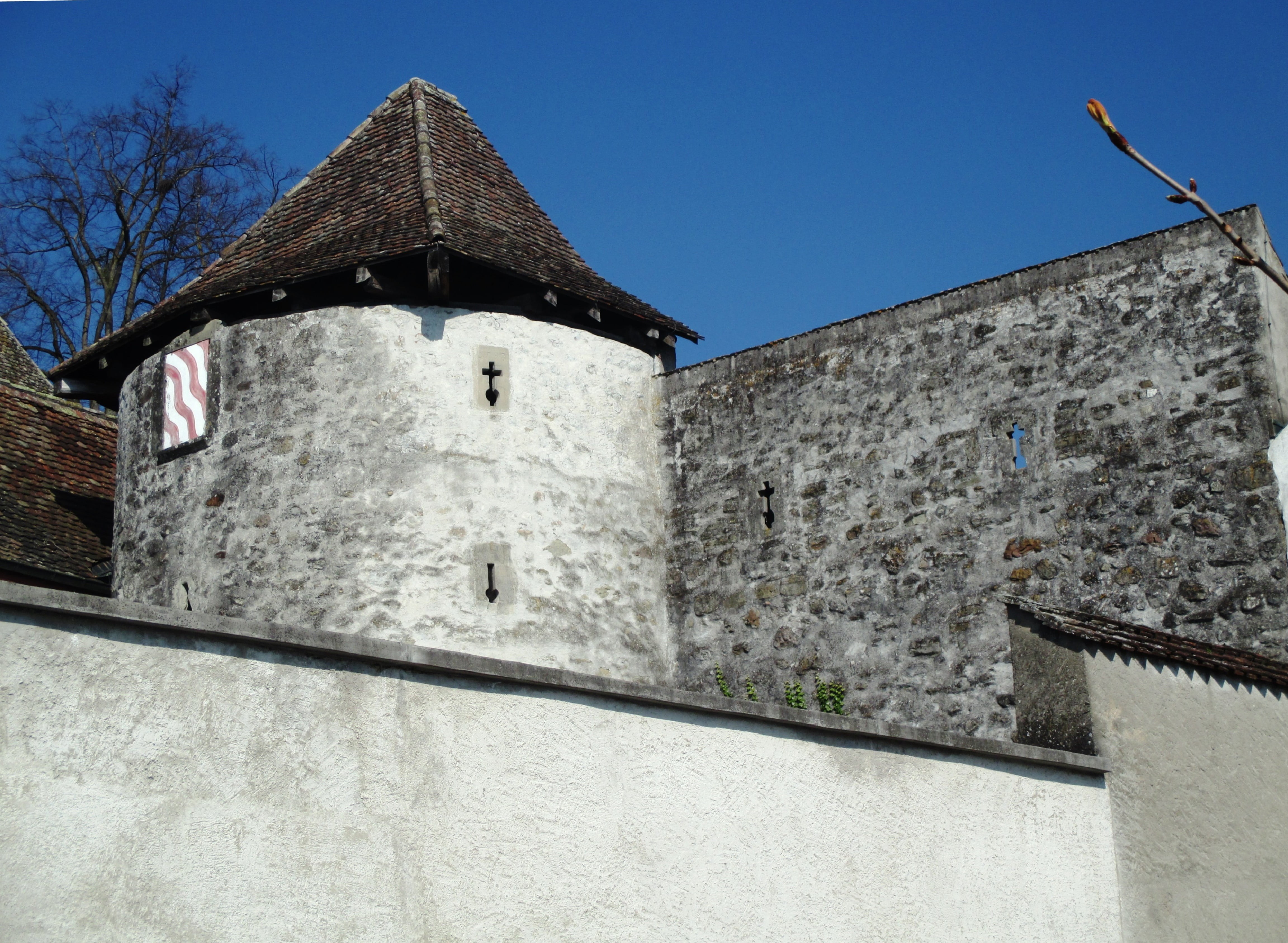 clear sky, old, nature, monastery, building exterior, wall - building feature, switzerland, day, surrounding wall, history, concrete, low angle view, tower, HD Wallpaper
