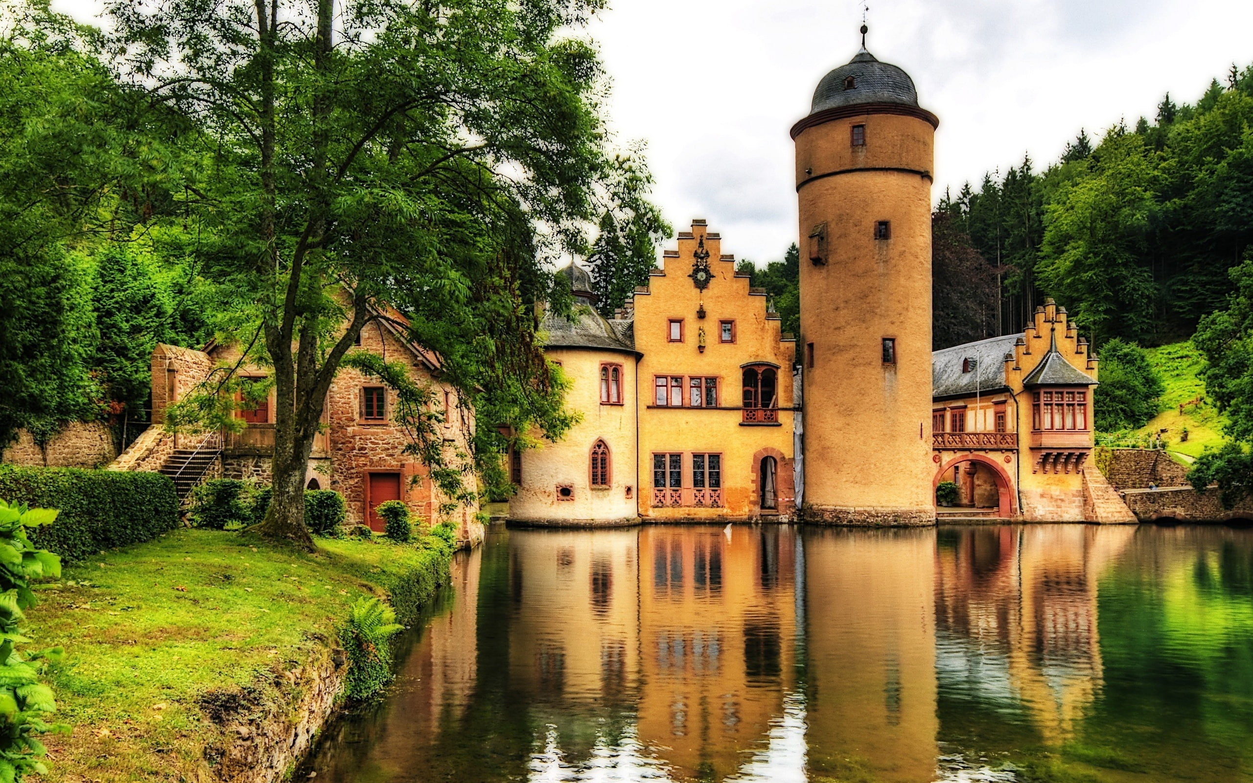 Lakeside, Castle, 2K, HD Wallpaper