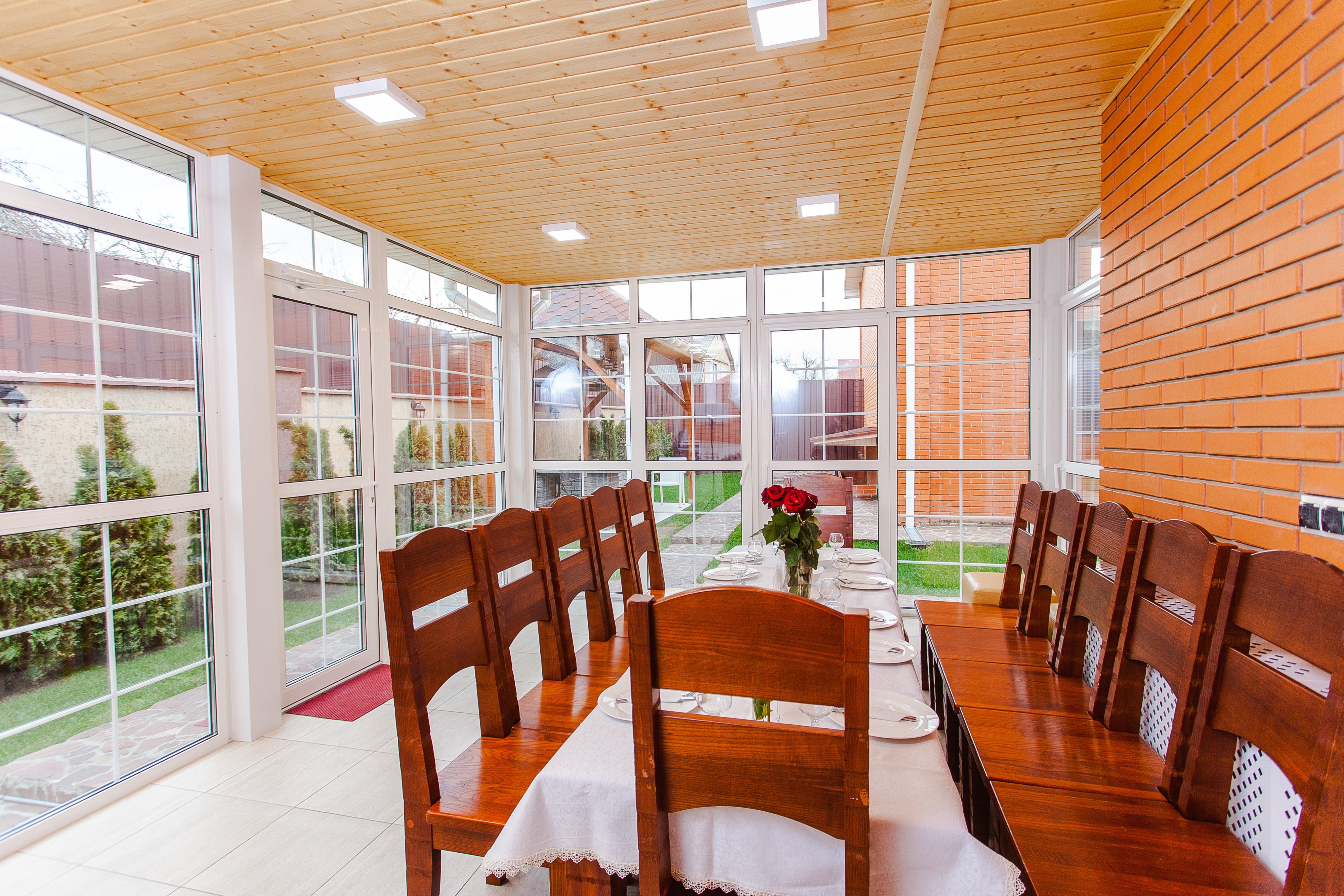 4K, veranda, adult, seat, business, home interior, furniture, built structure, wood - material, building, lot, glass - material, tiled floor, modern, cottage, HD Wallpaper