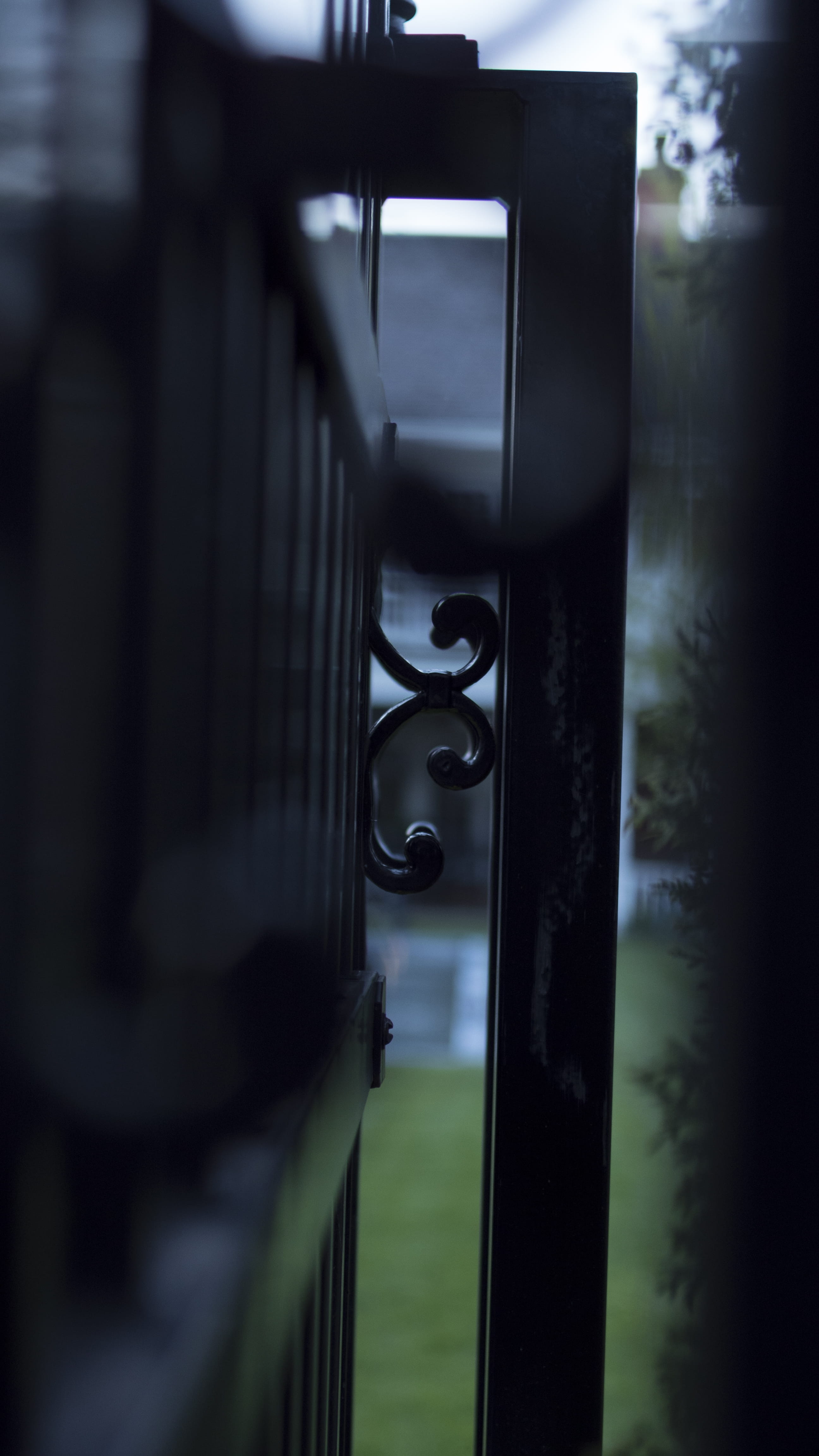 gate, focus on foreground, close-up, day, rainy day, dark, railing, moody, security, iron - metal, protection, bozeman, 4K, no people, safety, outdoors, Phone HD Wallpaper