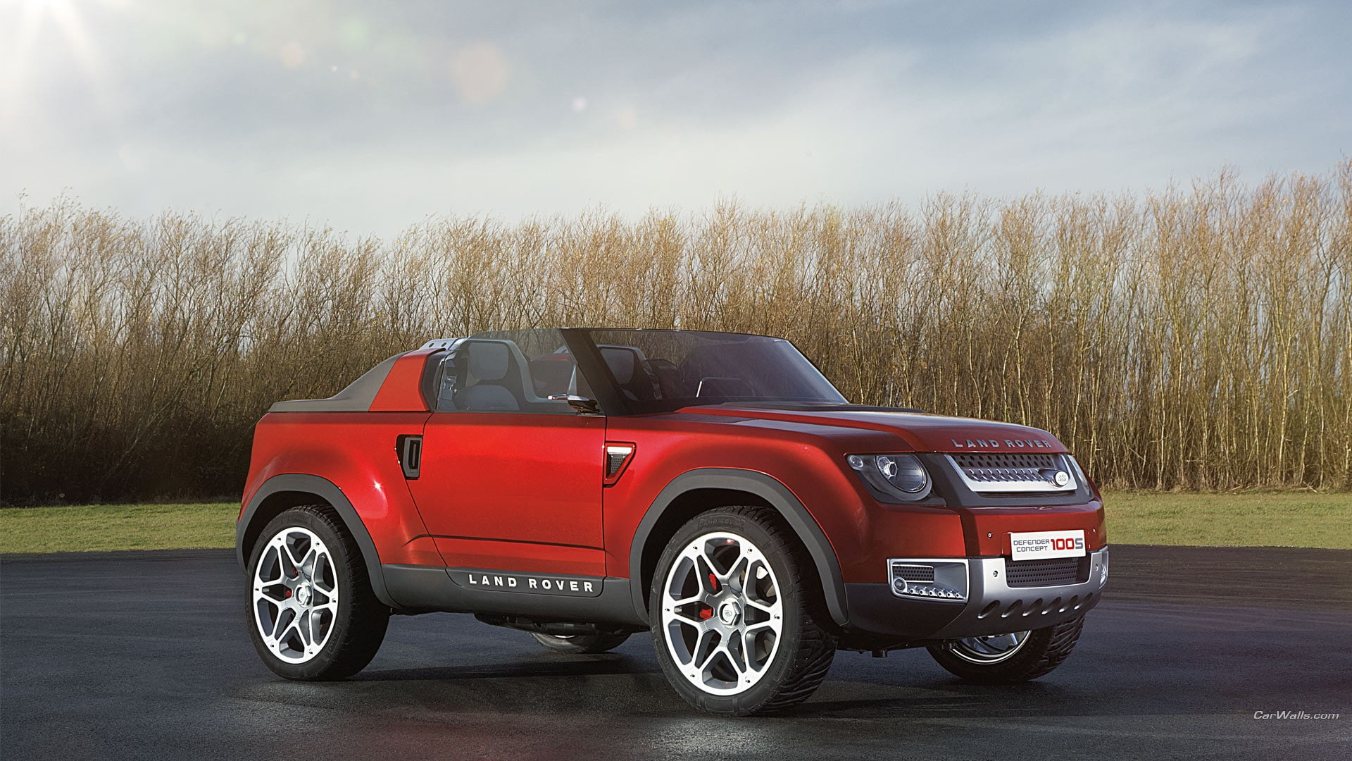 driving, sign, day, red, plant, land, road, travel, wheel, Land Rover DC100, sky, concept cars, mode of transportation, nature, transportation, red cars, HD Wallpaper