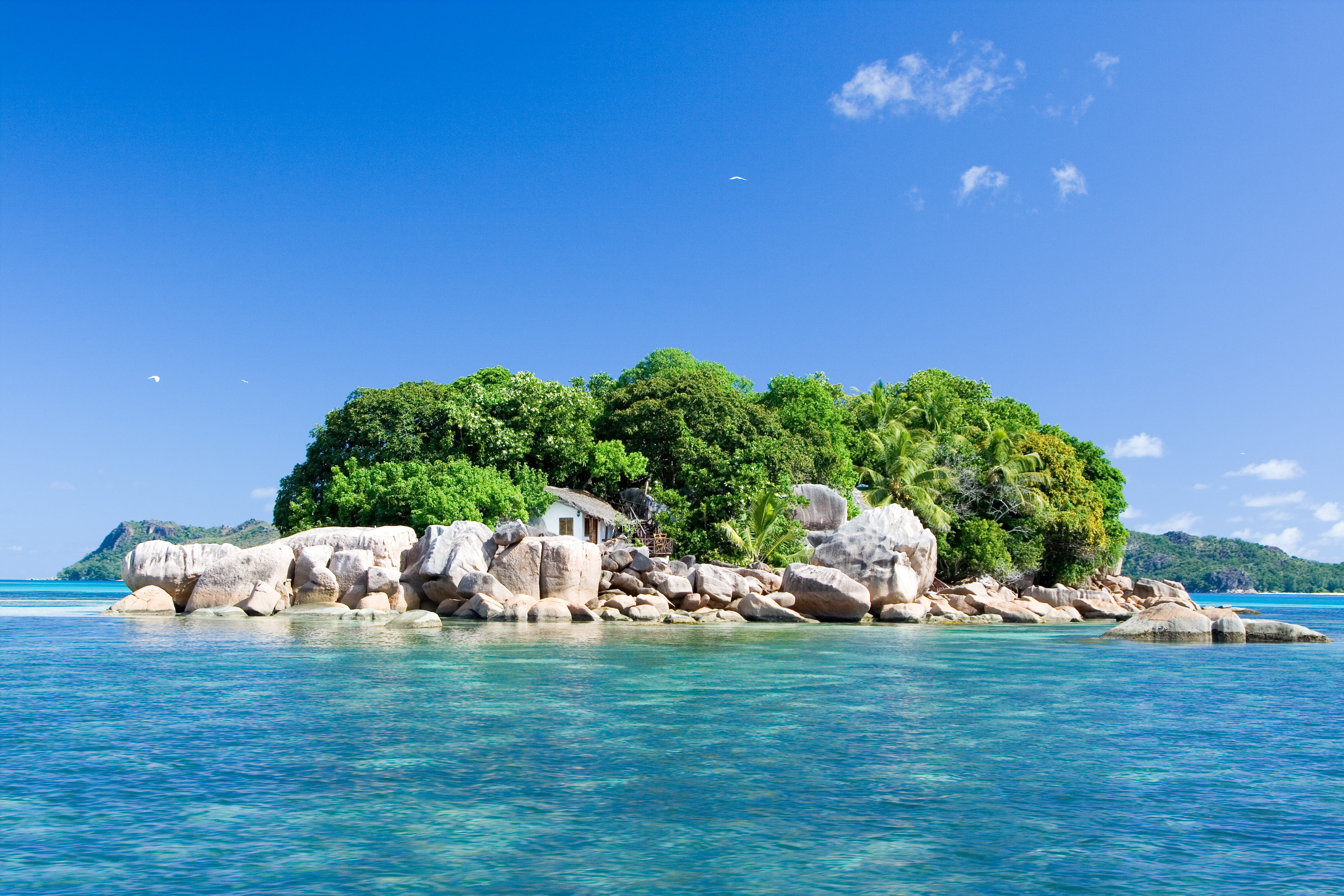 4K, landscape, seychelles, island, nature, house, ocean, HD Wallpaper