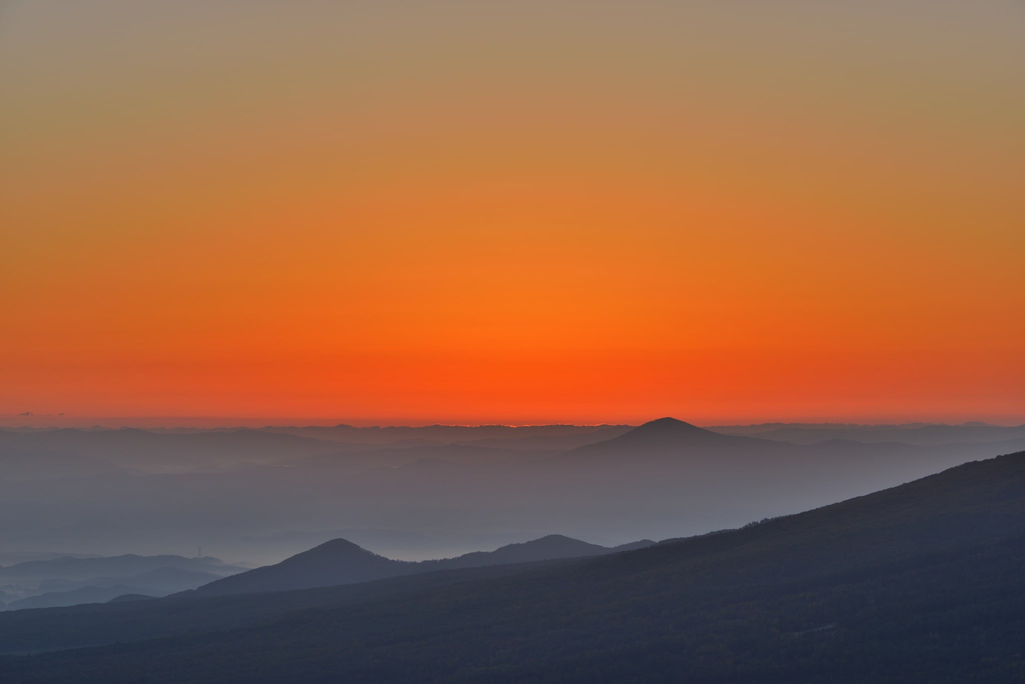 mountain peak, orange color, mountain, sunrise, sky, remote, romantic sky, 1080P, nature, mountain range, silhouette, outdoors, sunset, beauty in nature, HD Wallpaper