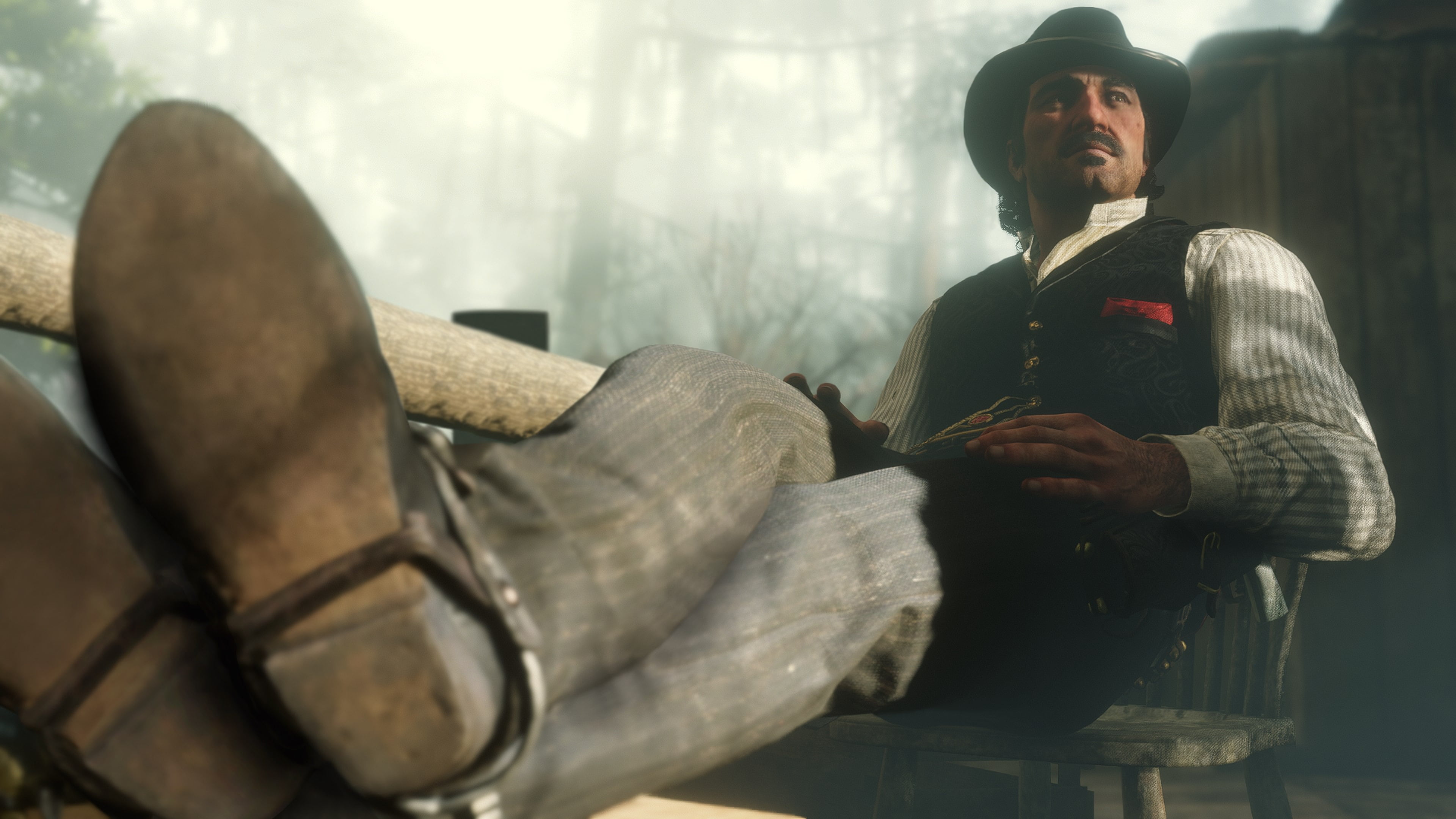Rockstar Games, leisure activity, indoors, mature men, casual clothing, young men, one person, men, clothing, Red Dead Redemption, front view, hat, adult, HD Wallpaper