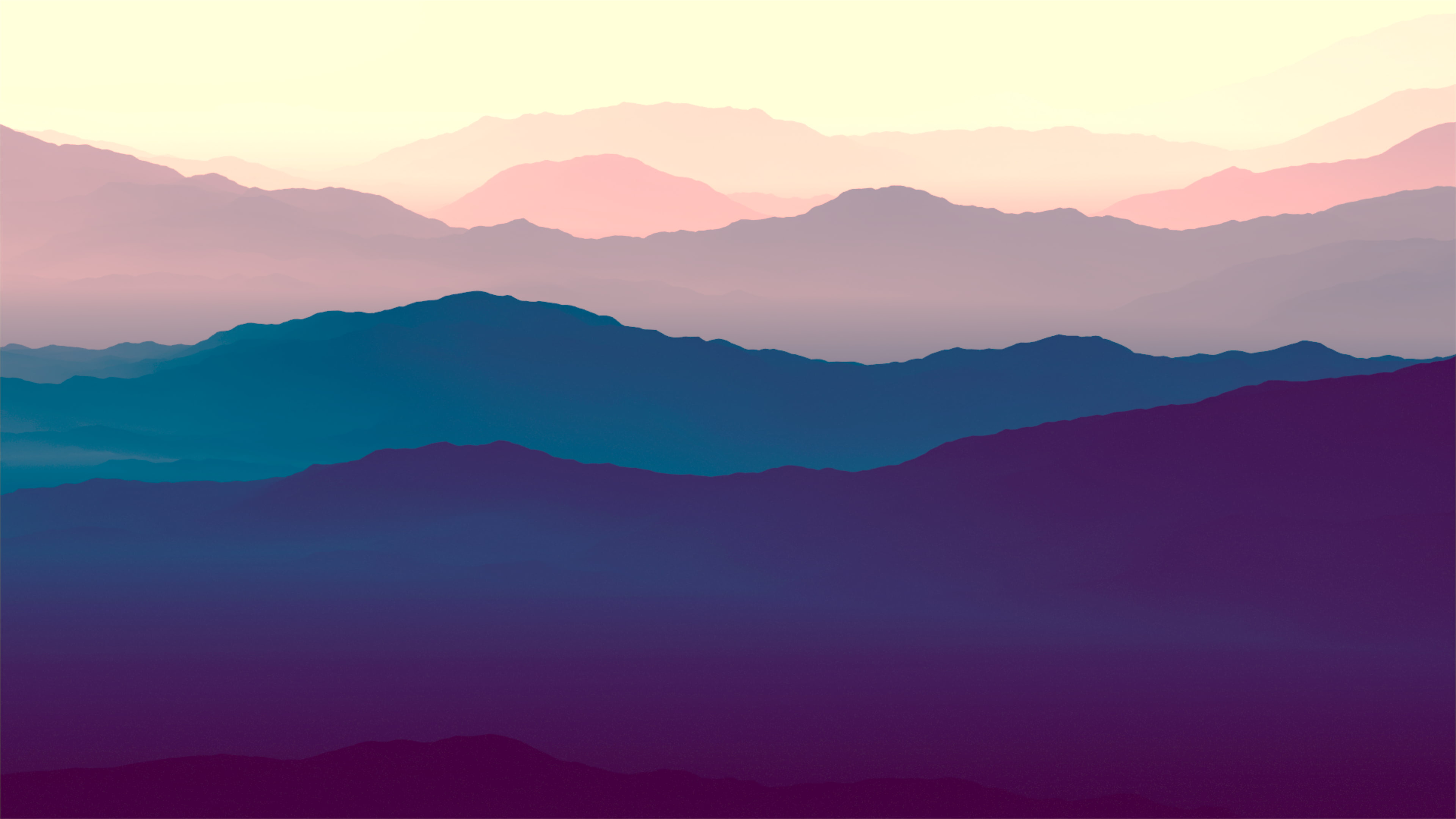 Purple, Gradient, Horizon, Mountains, Landscape, 4K, 4K, Minimal, HD Wallpaper