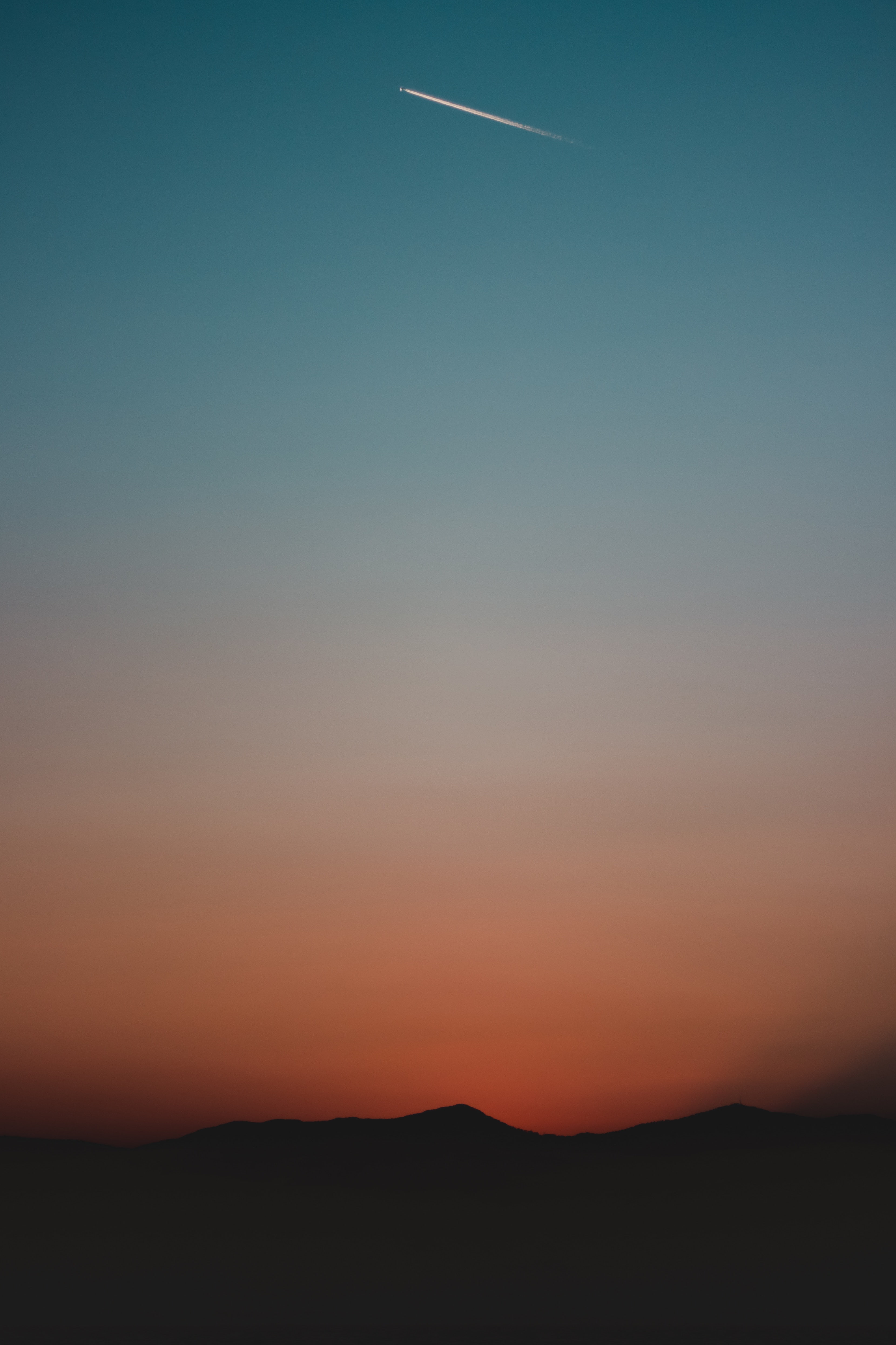 dark, gradient, sunset, mountains, sky, 4K, Phone HD Wallpaper