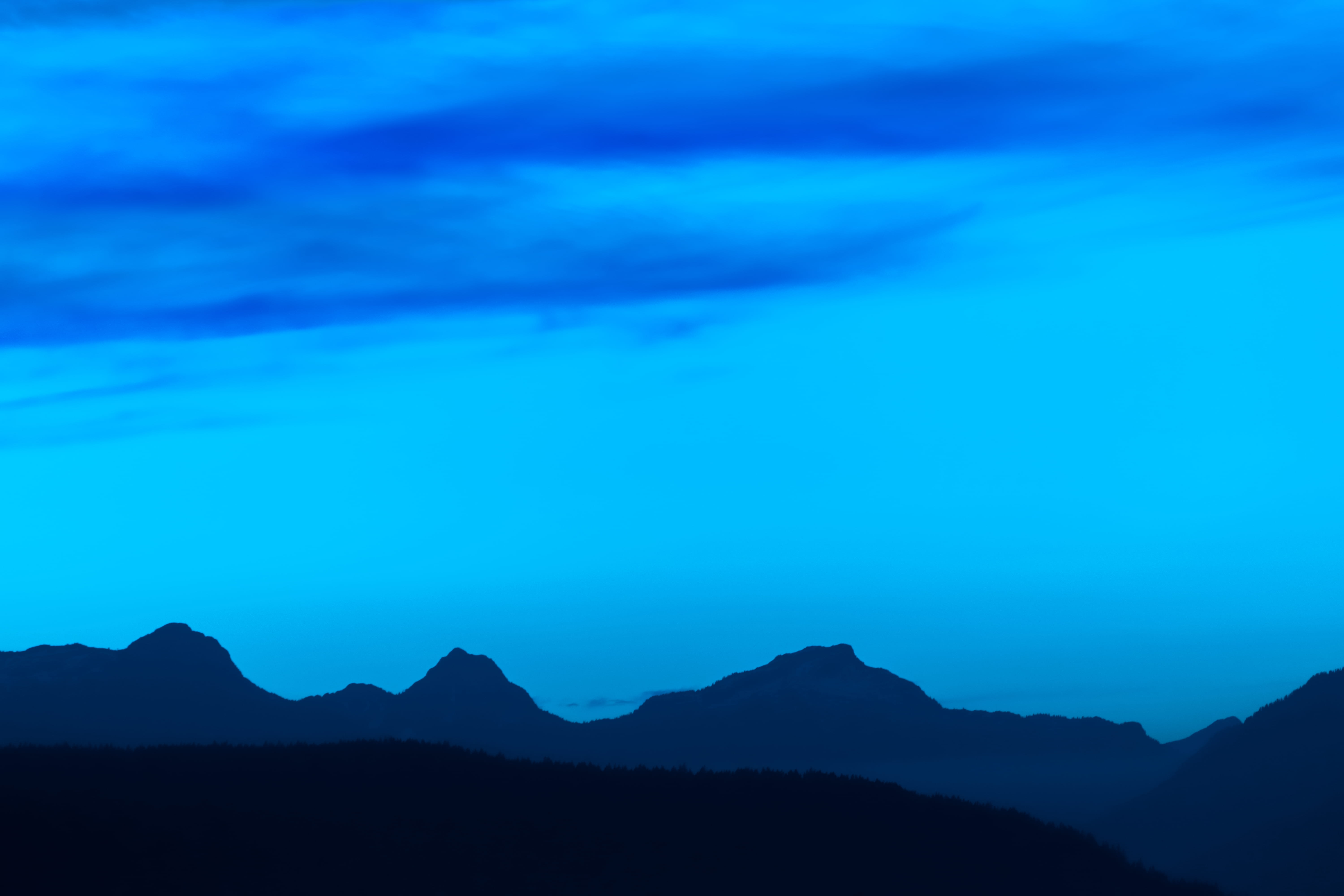 dusk, mountain, beauty in nature, no people, blue, copy space, landscape, majestic, non-urban scene, mountain range, environment, cloud - sky, outdoors, HD Wallpaper