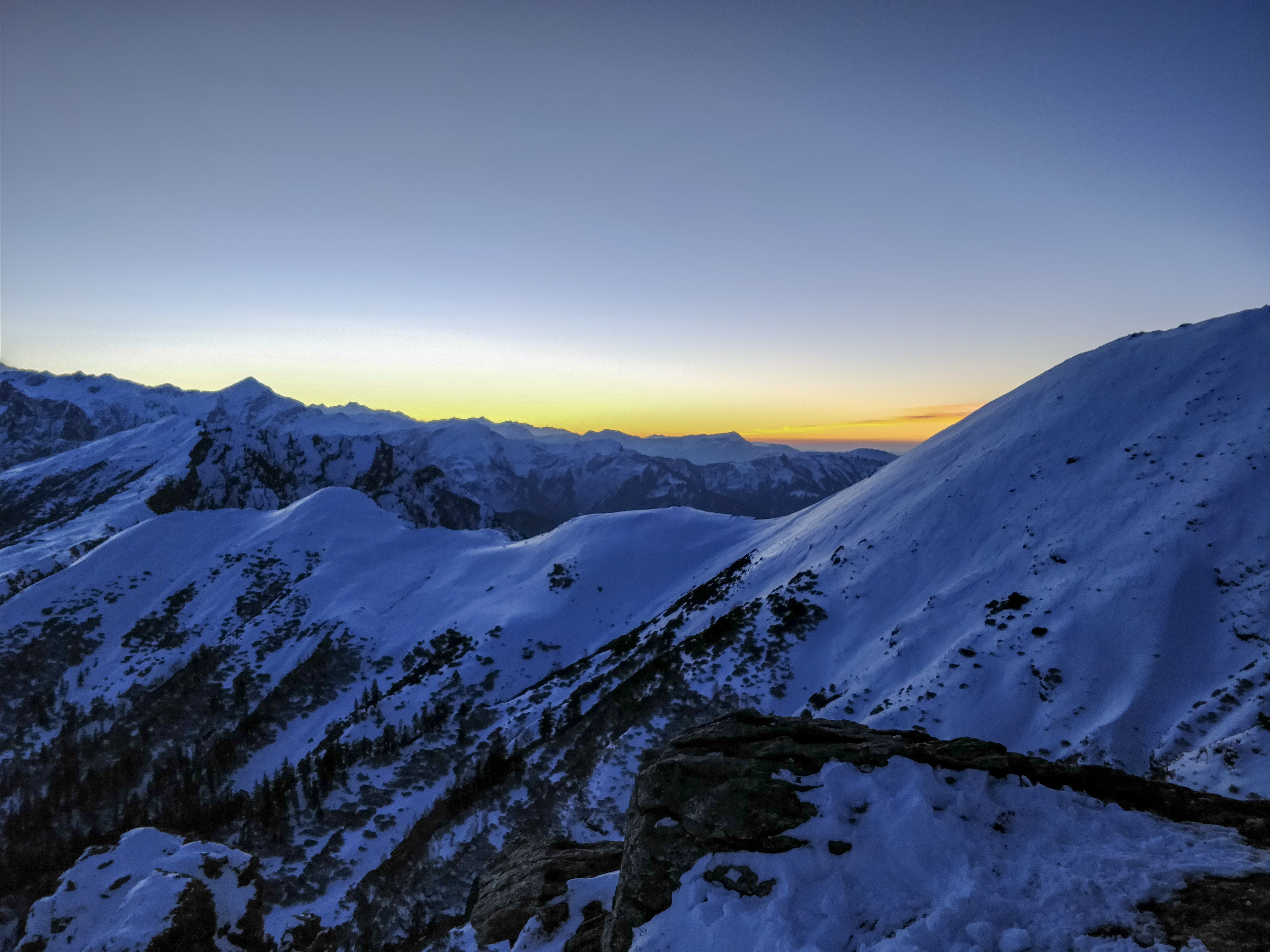 landscape, sunrise, environment, snowcapped mountain, yellow, scenics - nature, tranquility, clear sky, rocks, non-urban scene, himalayas, sunset, filled, HD Wallpaper