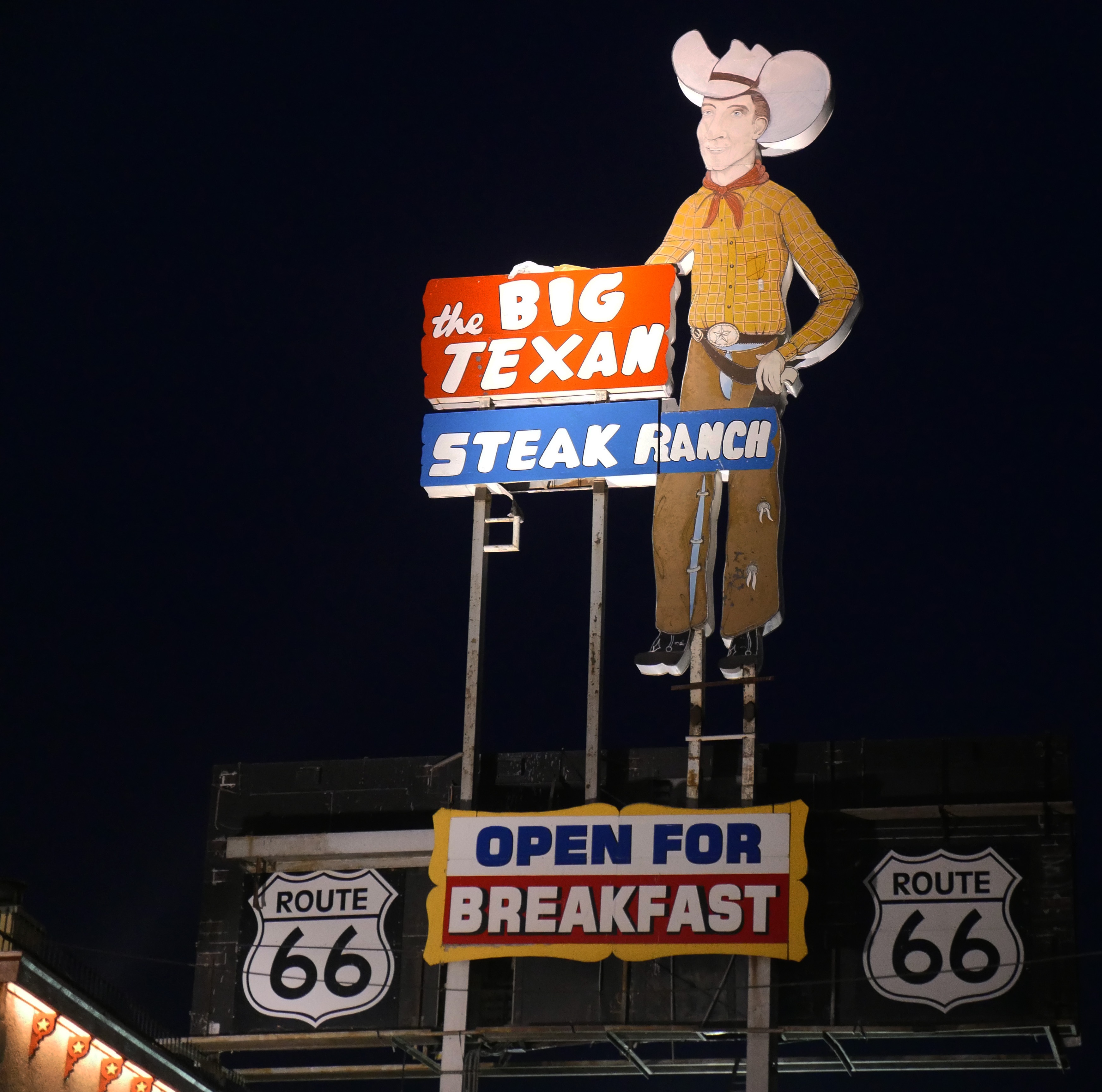 stop, truck, 2K, steakhouse, night, nature, big, texan, drive, route 66, number, communication, sky, nighttime, text, route, texas, representation, eat, HD Wallpaper