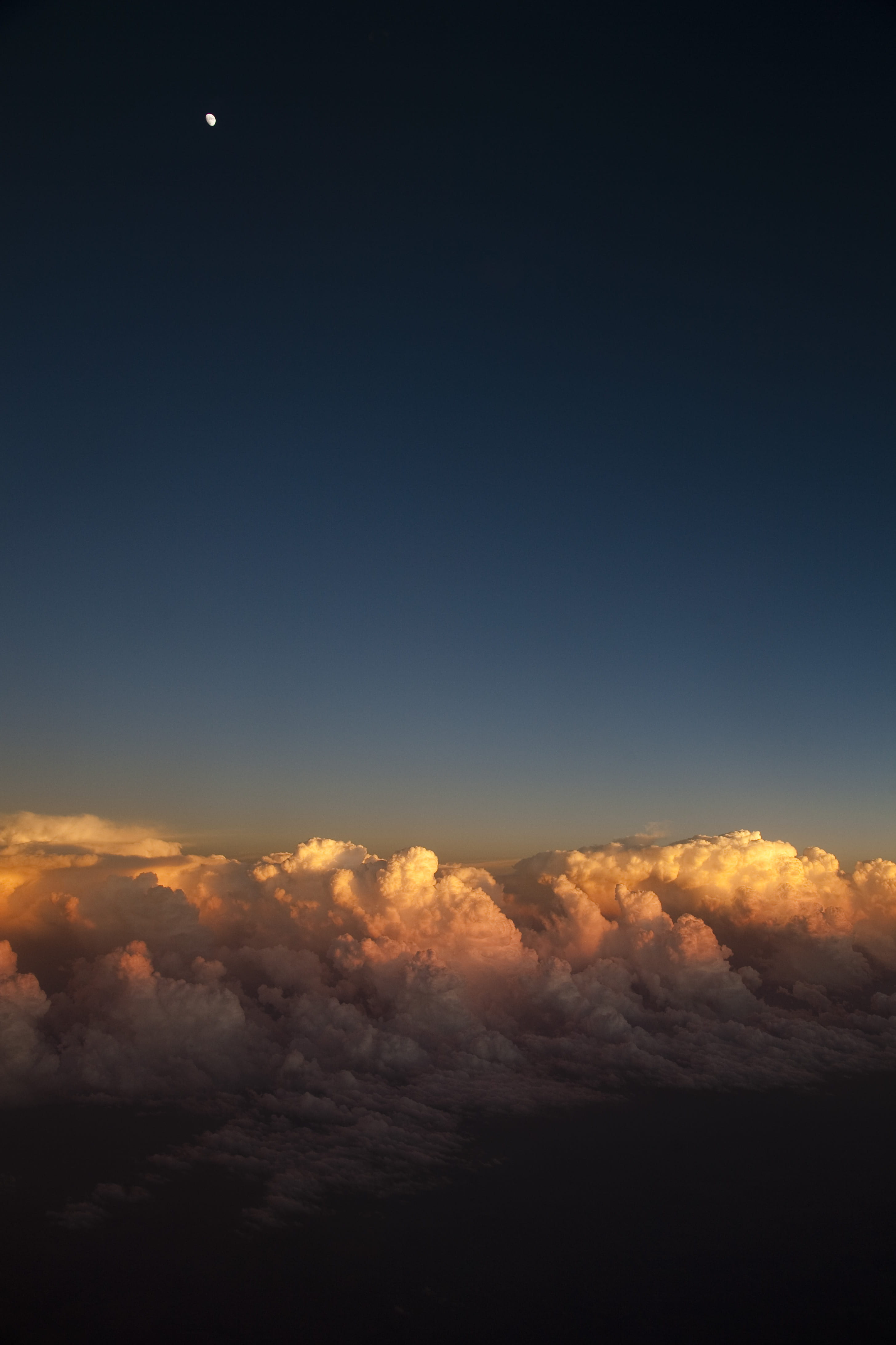 sky, skyt, cloud, orange color, no people, tranquility, idyllic, vast, cloud - sky, photo, dramatic sky, tranquil scene, copy space, moon, blue, cloudscape, Phone HD Wallpaper