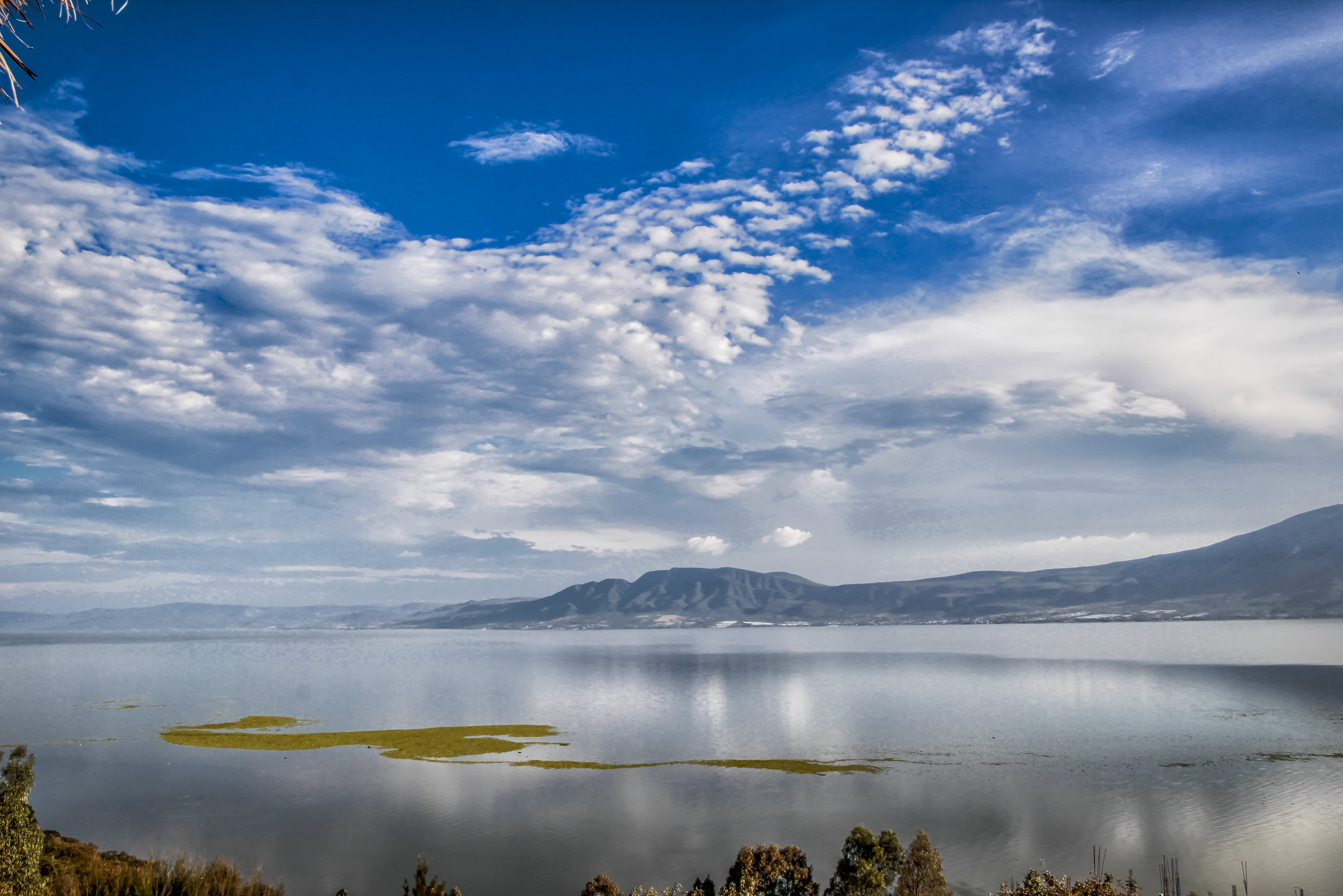 blue, cloud - sky, no people, landscape, mountain, blue sky, travel destinations, lake, island, water, 5K, chapala, beauty in nature, day, tranquil scene, HD Wallpaper