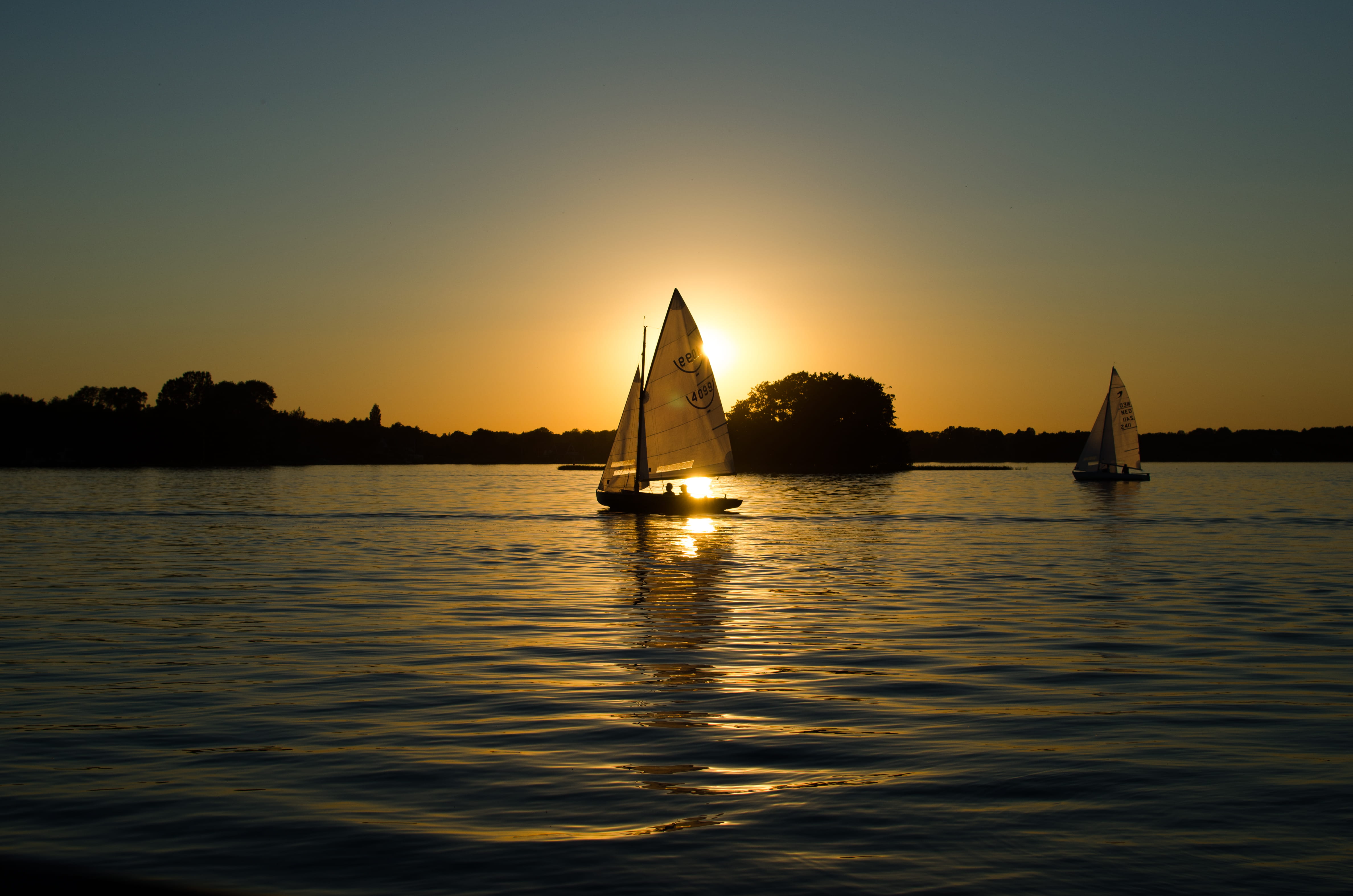 sailing, silhouette, beauty in nature, nautical vessel, tranquility, sunset, sea, water, twilight, outdoors, sunrise, body, travel, mode of transportation, HD Wallpaper