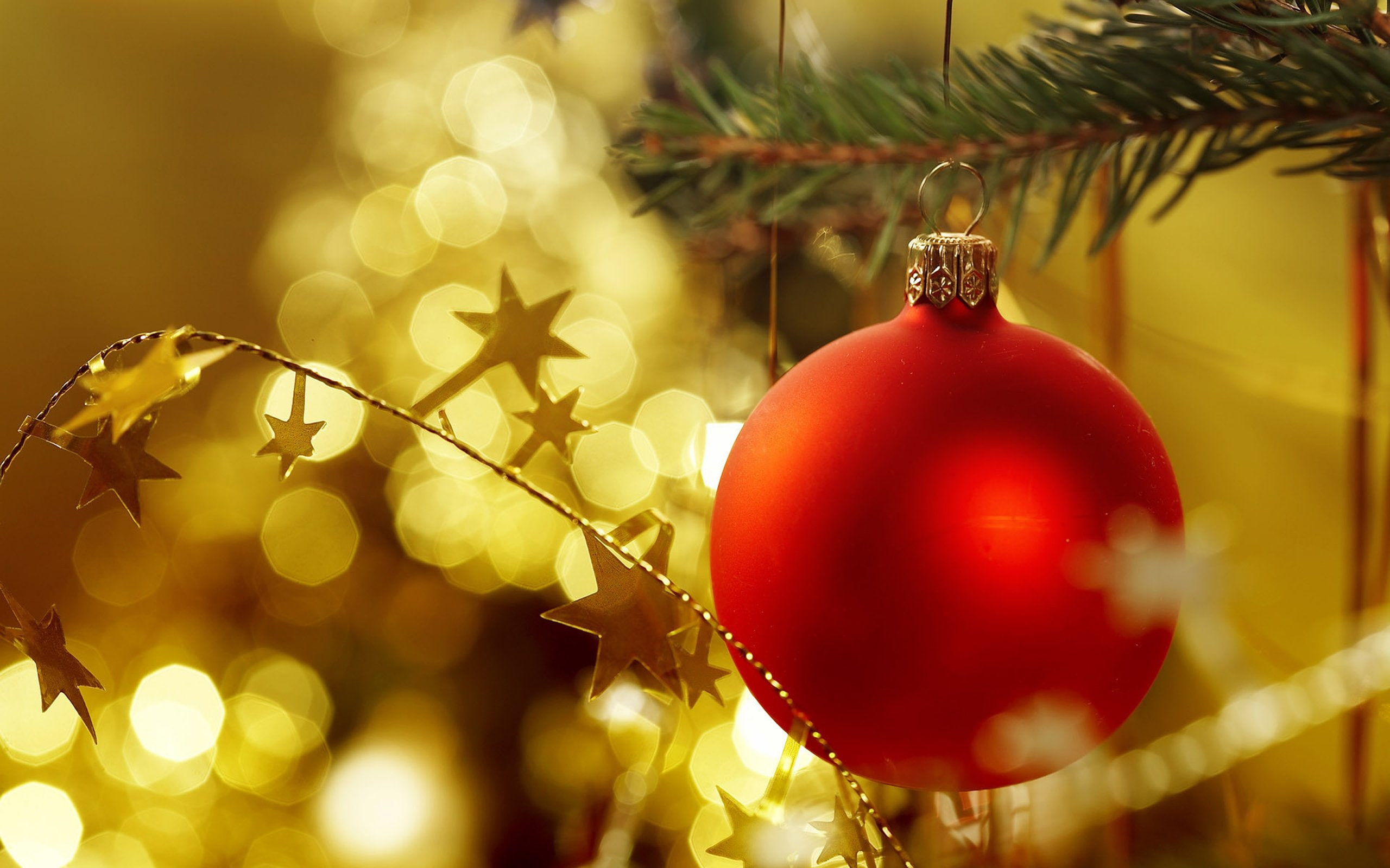 Merry, beautiful, red, holiday - event, Santa, Holiday, happy, tree, celebration, seed, 2560x1600 px, Lights, decoration, christmas lights, christmas ornament, HD Wallpaper