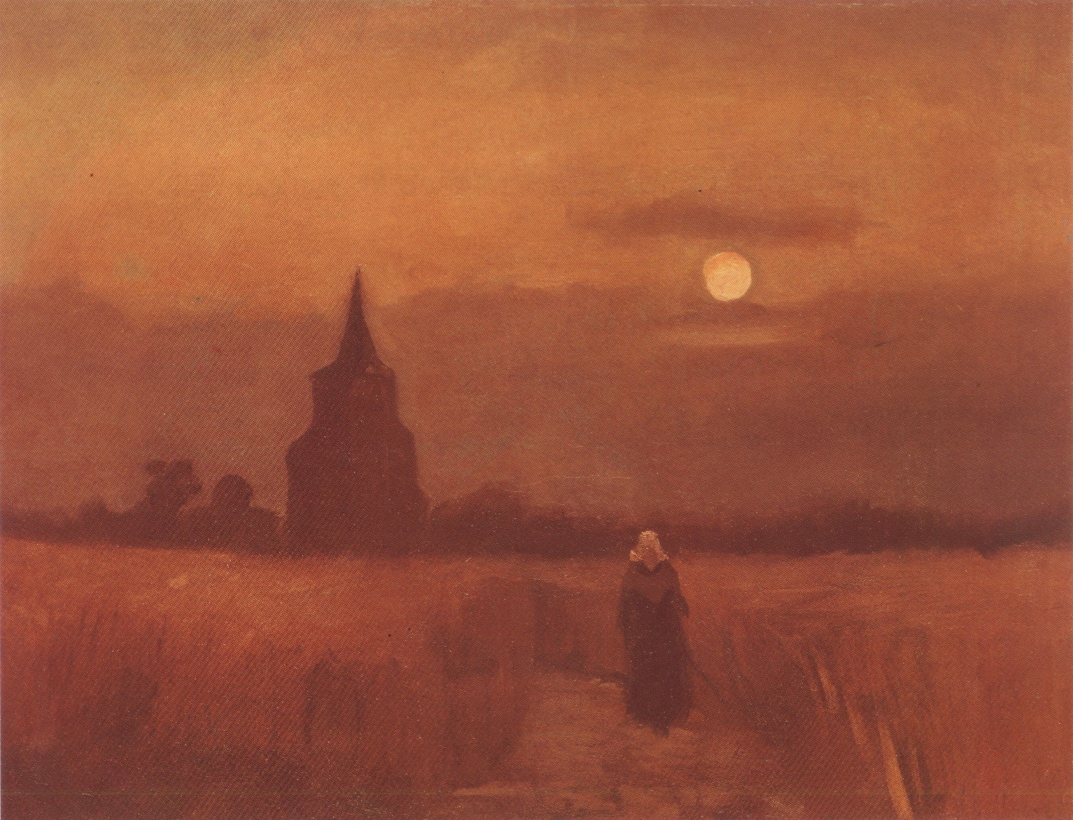 Classic Art, tower, field, red, 1080P, Vincent Van Gogh, HD Wallpaper