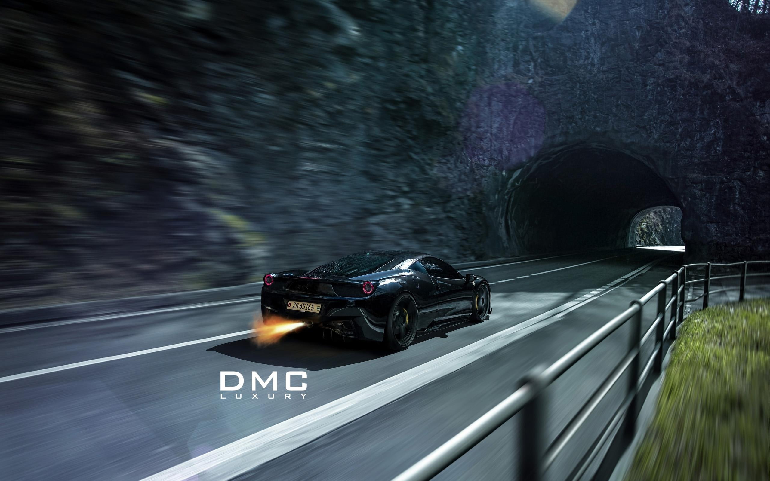 sports, car, black, ferrari, 2K, cars, elegante, italia, 2014, dmc, HD Wallpaper