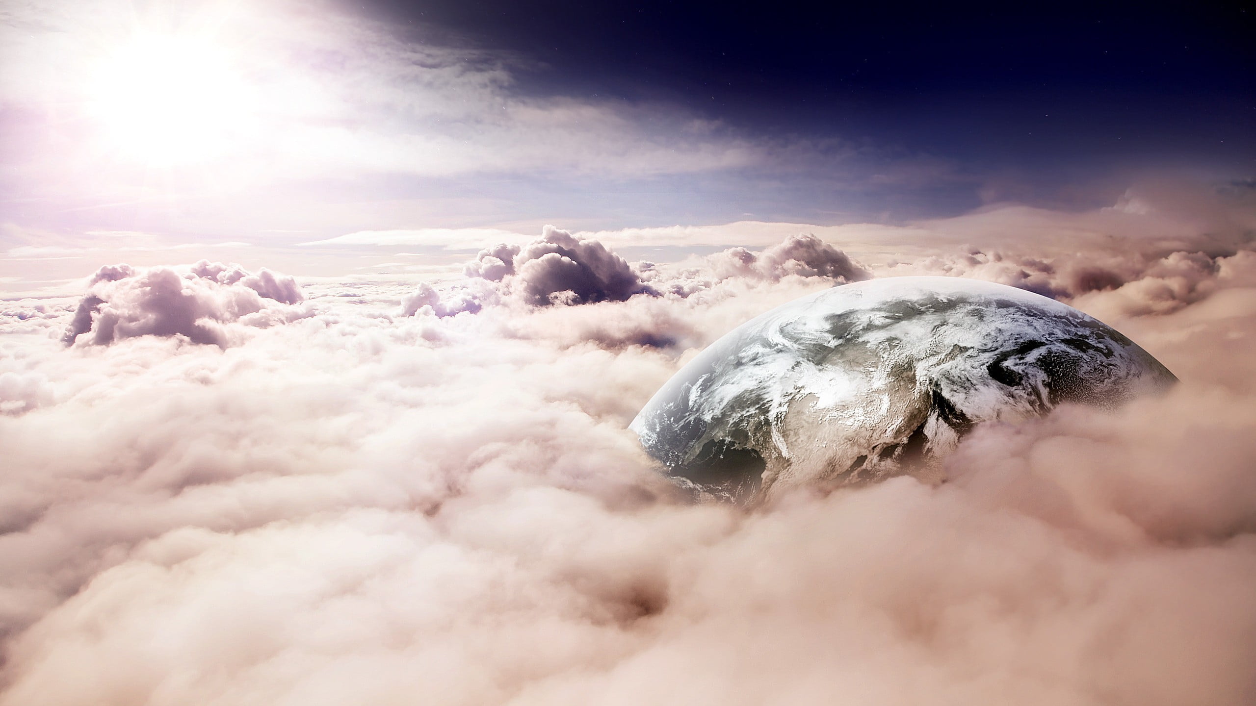space art, no people, space, environment, sunlight, cloud - sky, dramatic sky, clouds, tranquility, 2K, sunset, day, digital art, beauty in nature, sky, HD Wallpaper