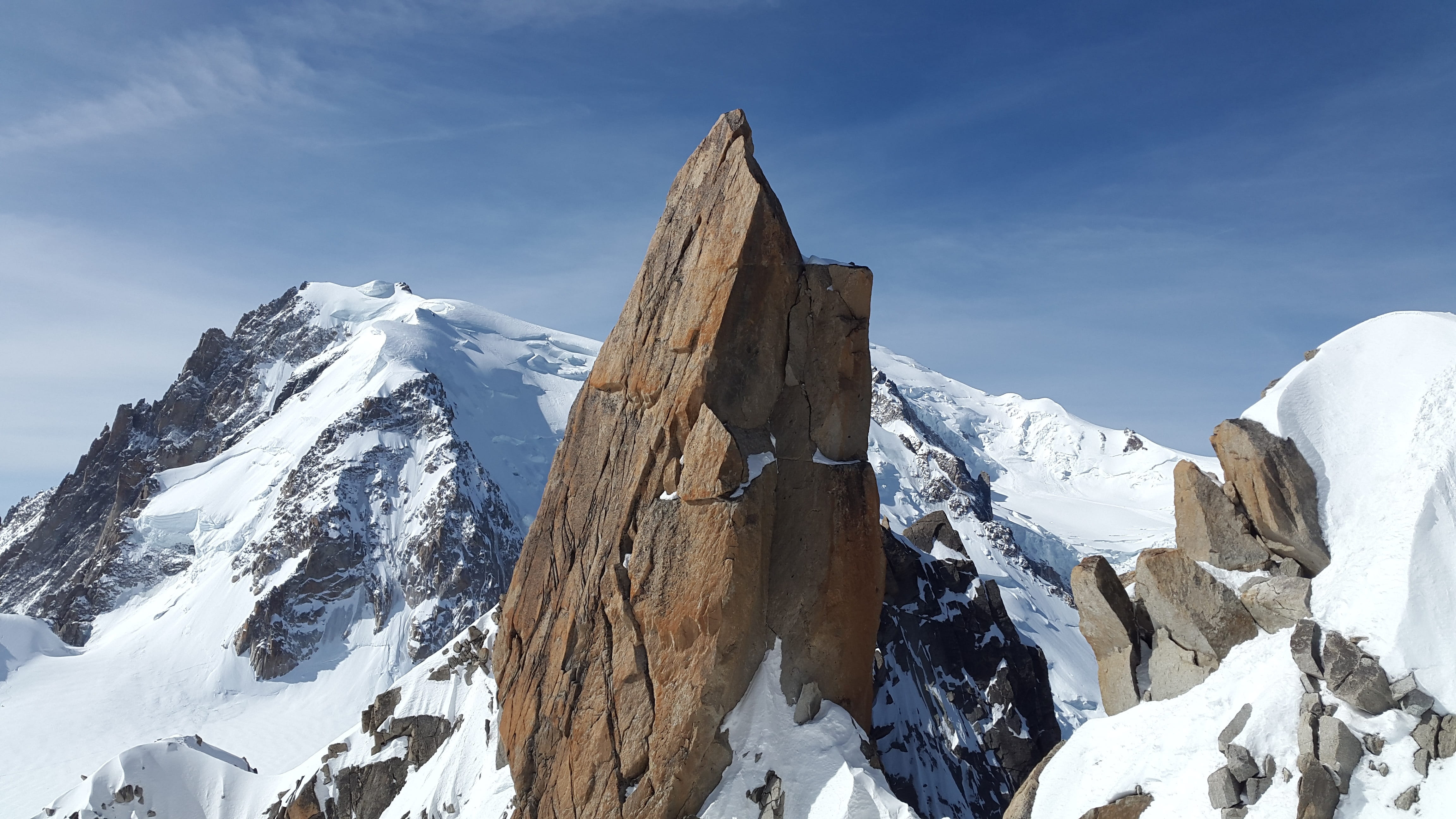 chamonix, nature, scenics - nature, high mountains, cold temperature, winter, mountain peak, cosmiques ridge, rock - object, Rock, france, cloud - sky, HD Wallpaper