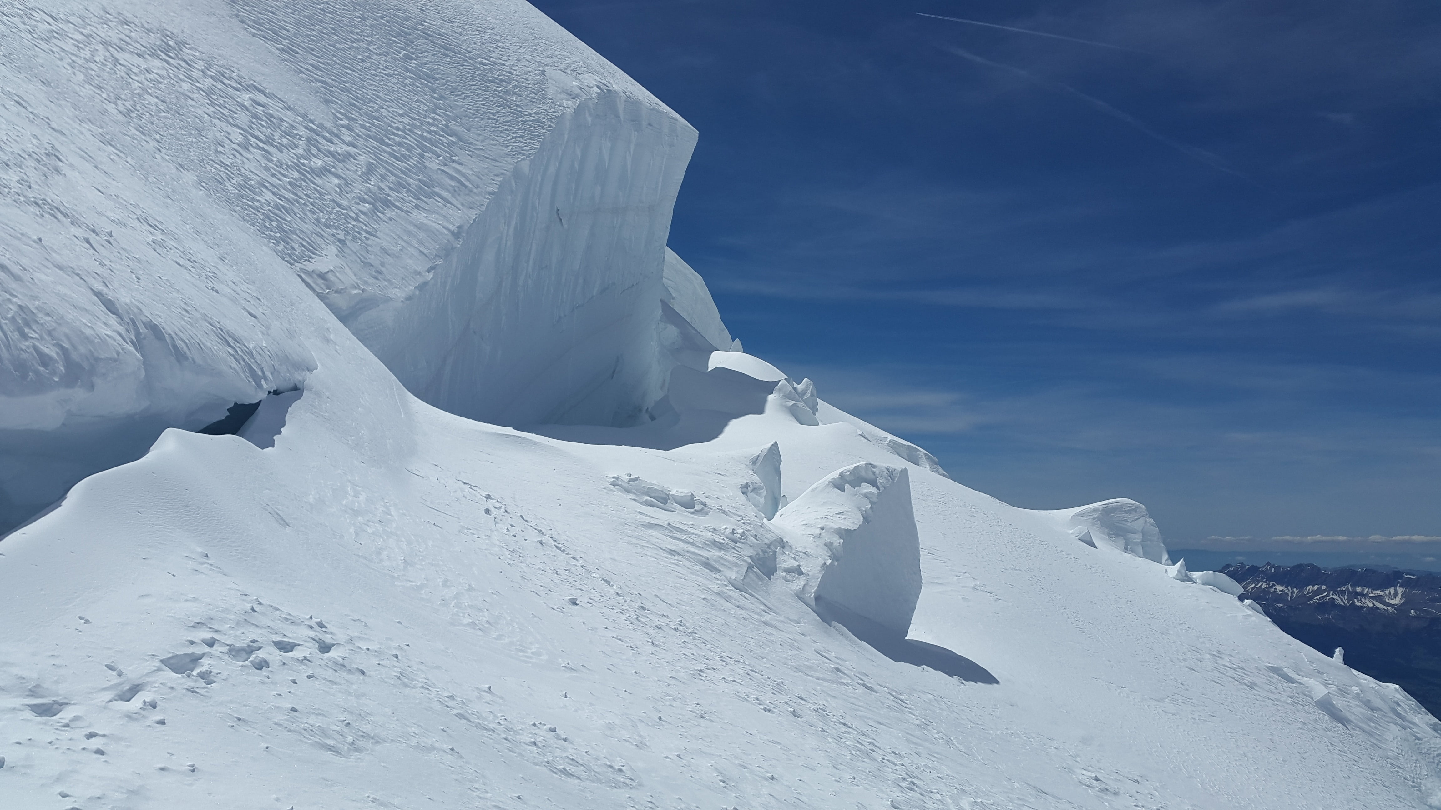 no people, high, frozen, scenics - nature, glacier, seracs, mountaineering, mont blanc group, blue, chamonix, tranquil scene, cloud - sky, wintry, cold, HD Wallpaper