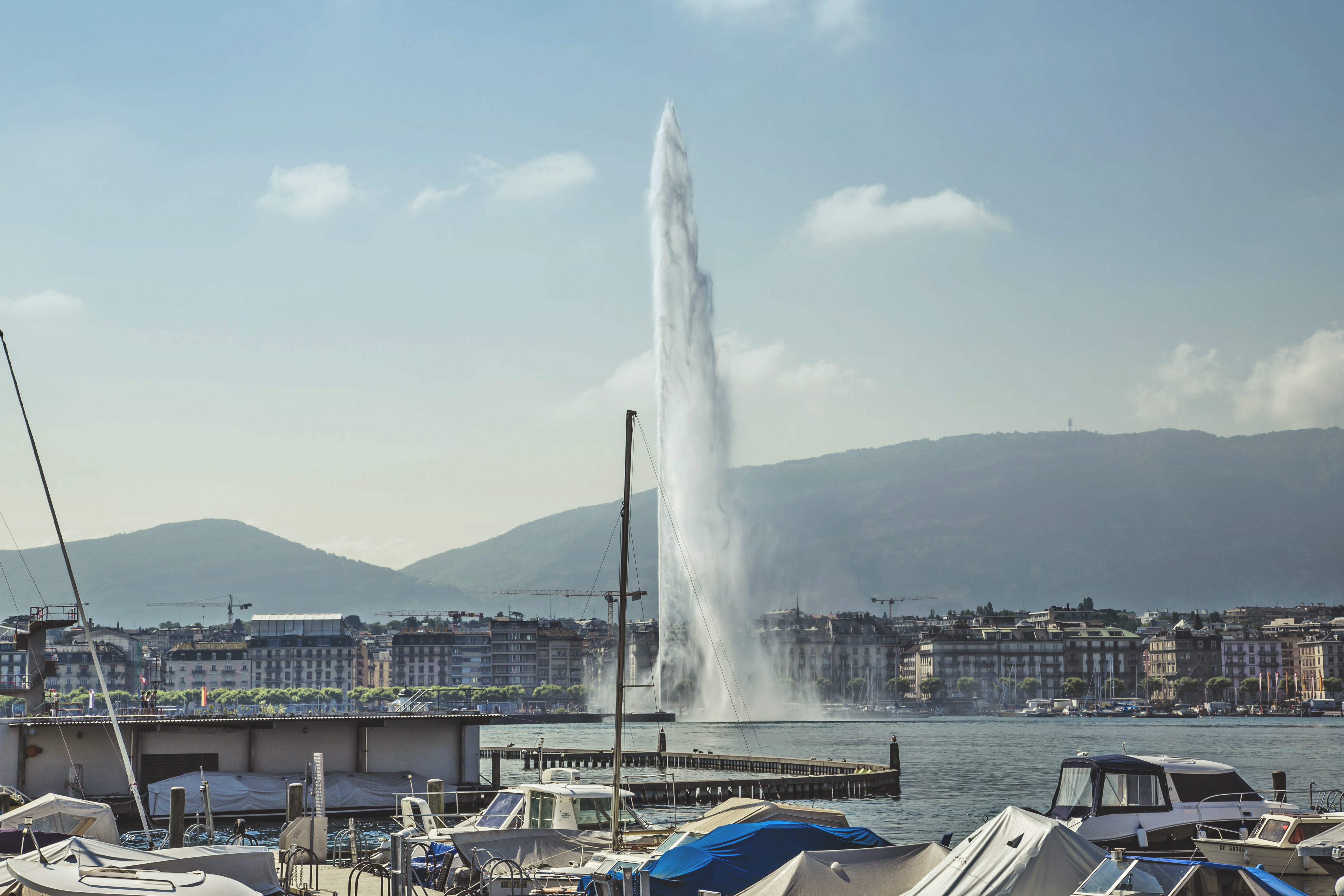 power in nature, geneve, nautical vessel, motion, building exterior, geneva, day, mode of transportation, city, swiss, scenics - nature, lake, 5K, transportation, HD Wallpaper