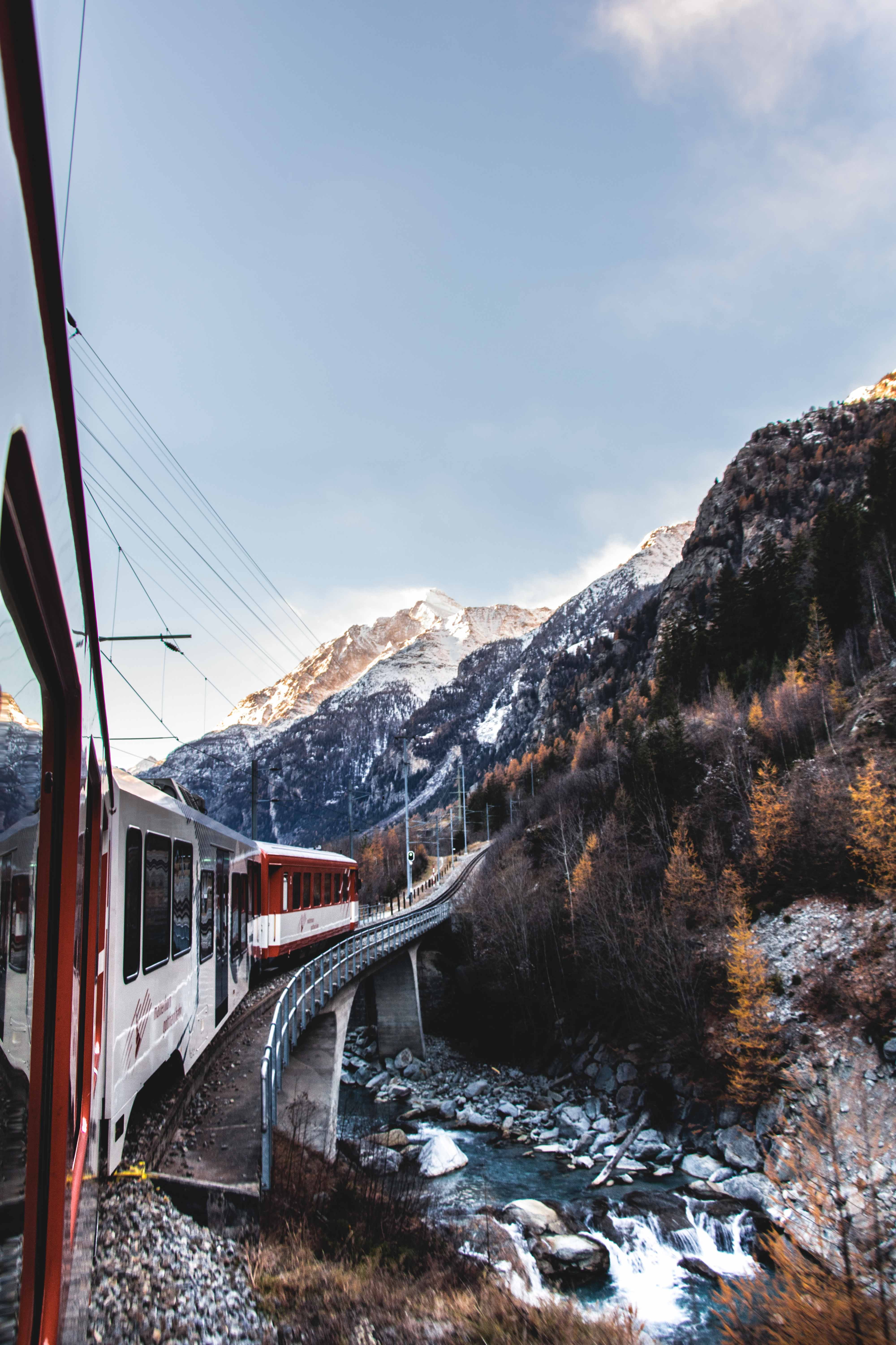 connection, winter, forest, switzerland, scenics - nature, zermatt, transportation, built structure, outdoors, cold temperature, cloud - sky, rail transportation, Phone HD Wallpaper